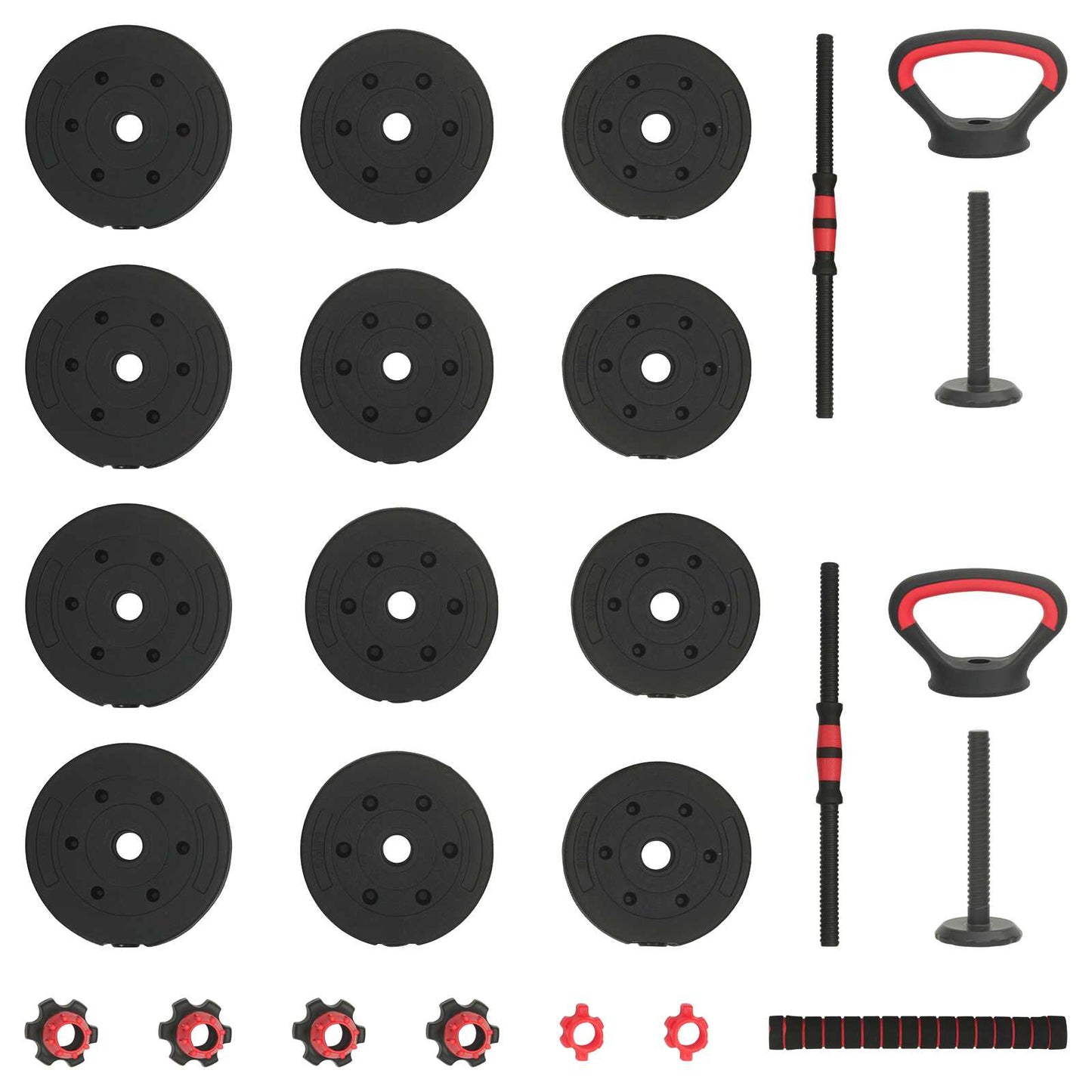 4-in-1 Kurzhantel, Langhantel und Kettlebell Set 20 kg
