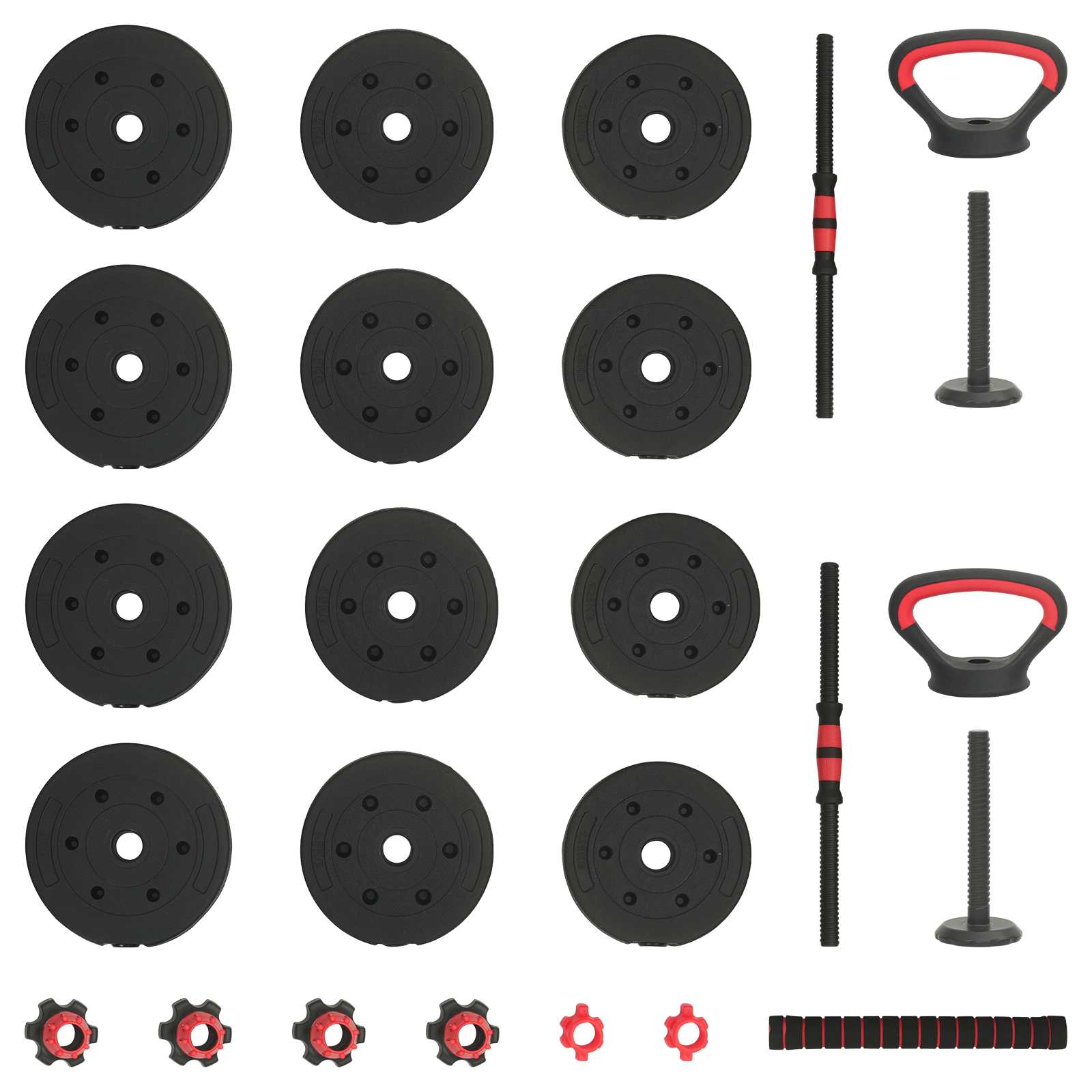4-in-1 Kurzhantel, Langhantel und Kettlebell Set 20 kg