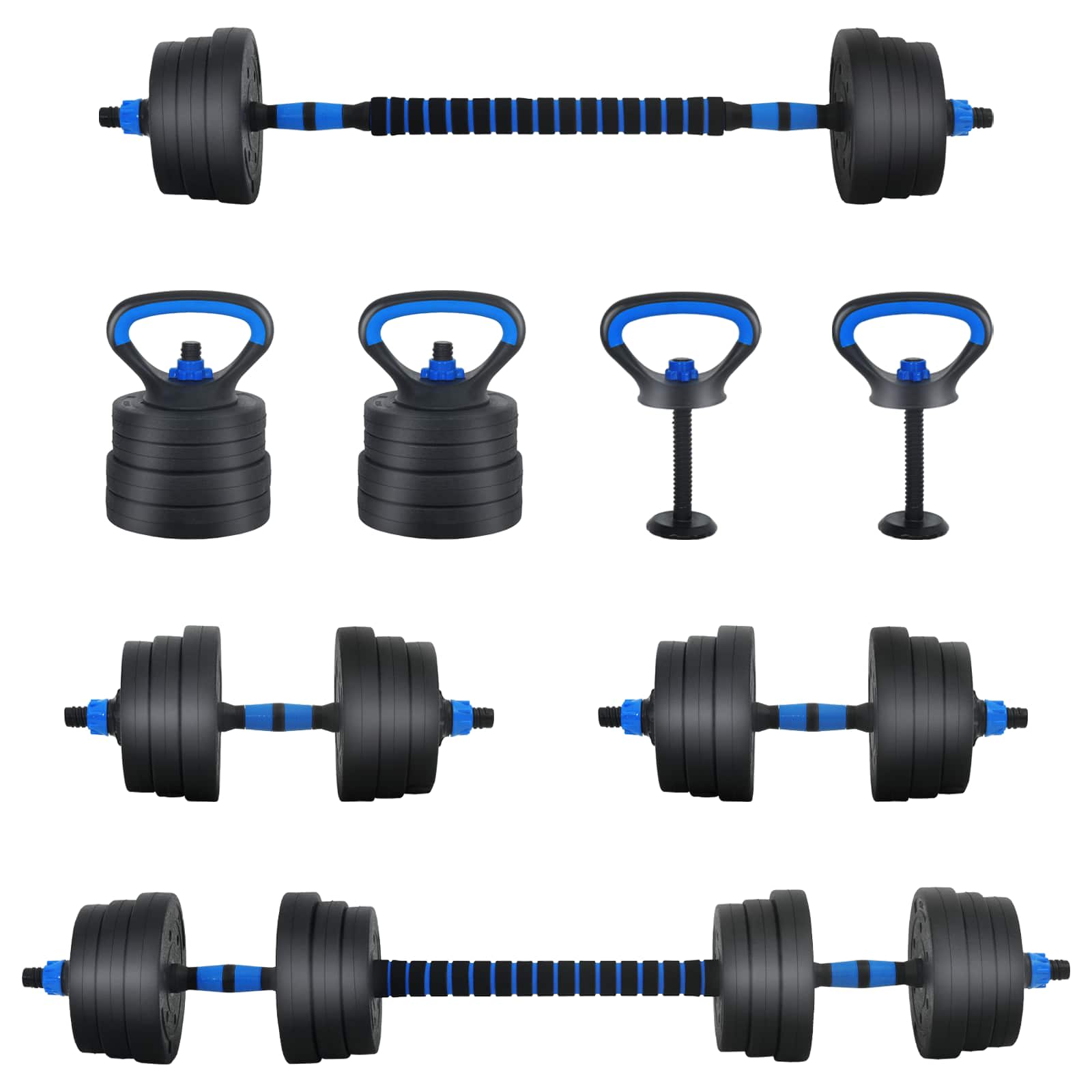 4-in-1 Kurzhantel, Langhantel und Kettlebell Set 20 kg