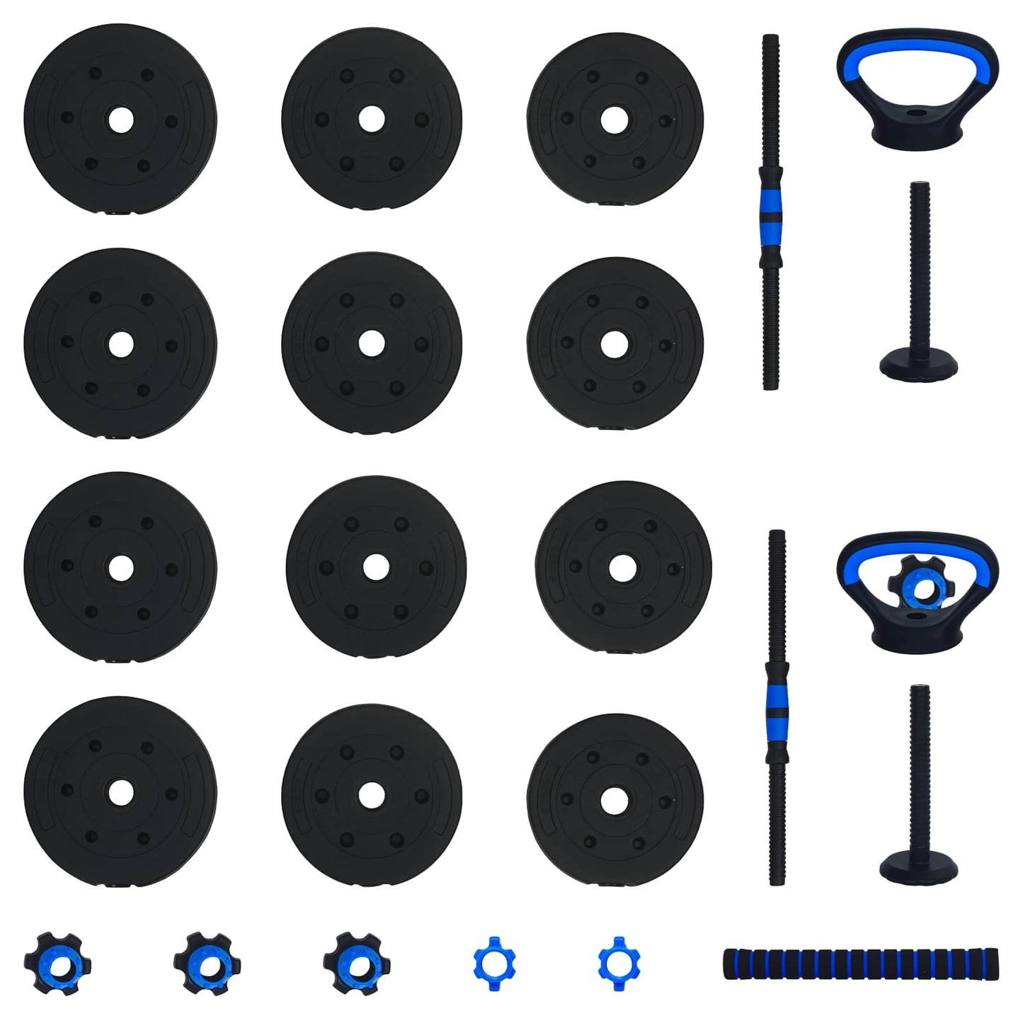 4-in-1 Kurzhantel, Langhantel und Kettlebell Set 20 kg