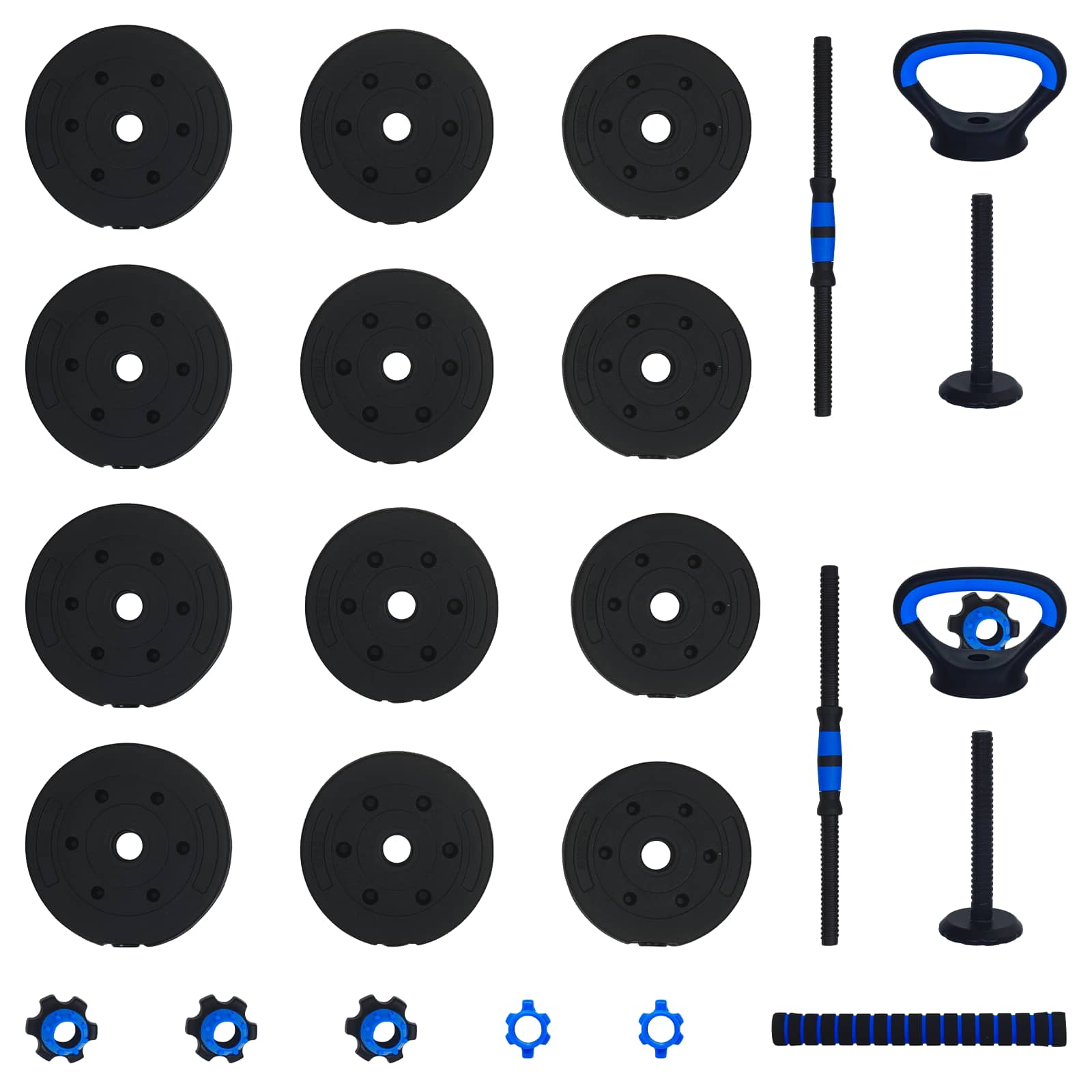 4-in-1 Kurzhantel, Langhantel und Kettlebell Set 20 kg