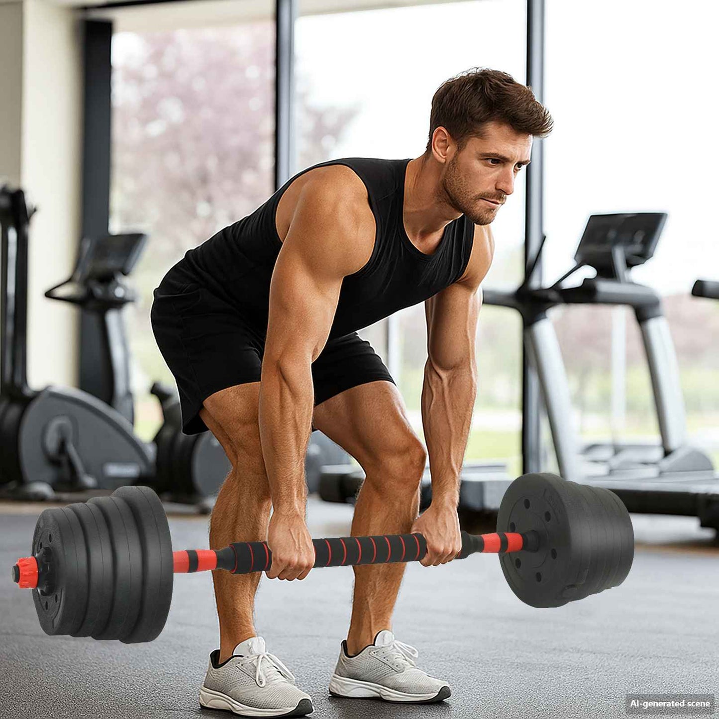 4-in-1 Kurzhantel, Langhantel und Kettlebell Set 30 kg