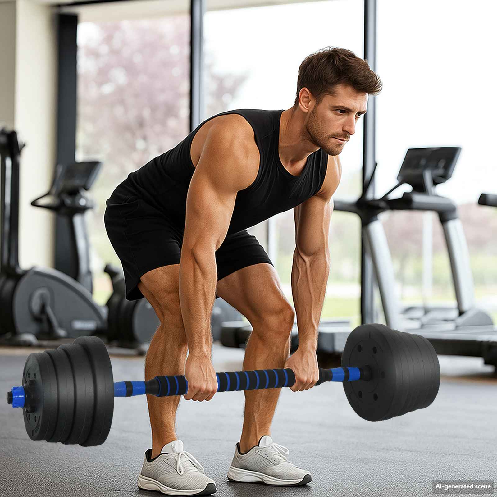 4-in-1 Kurzhantel, Langhantel und Kettlebell Set 30 kg