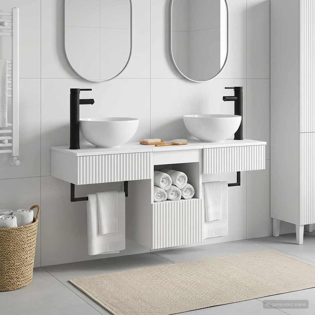 Badezimmermöbel-Set 3 stk. Weiß Holzwerkstoff