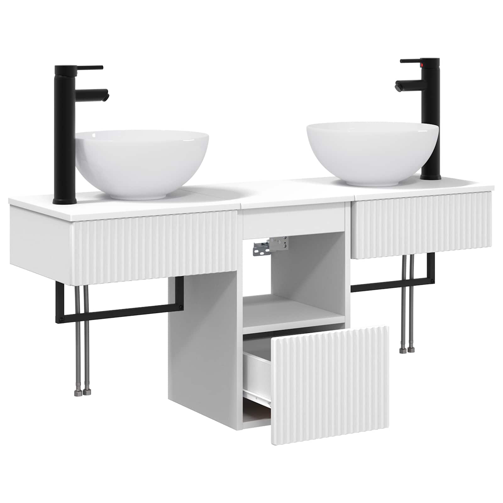 Badezimmermöbel-Set 3 stk. Weiß Holzwerkstoff