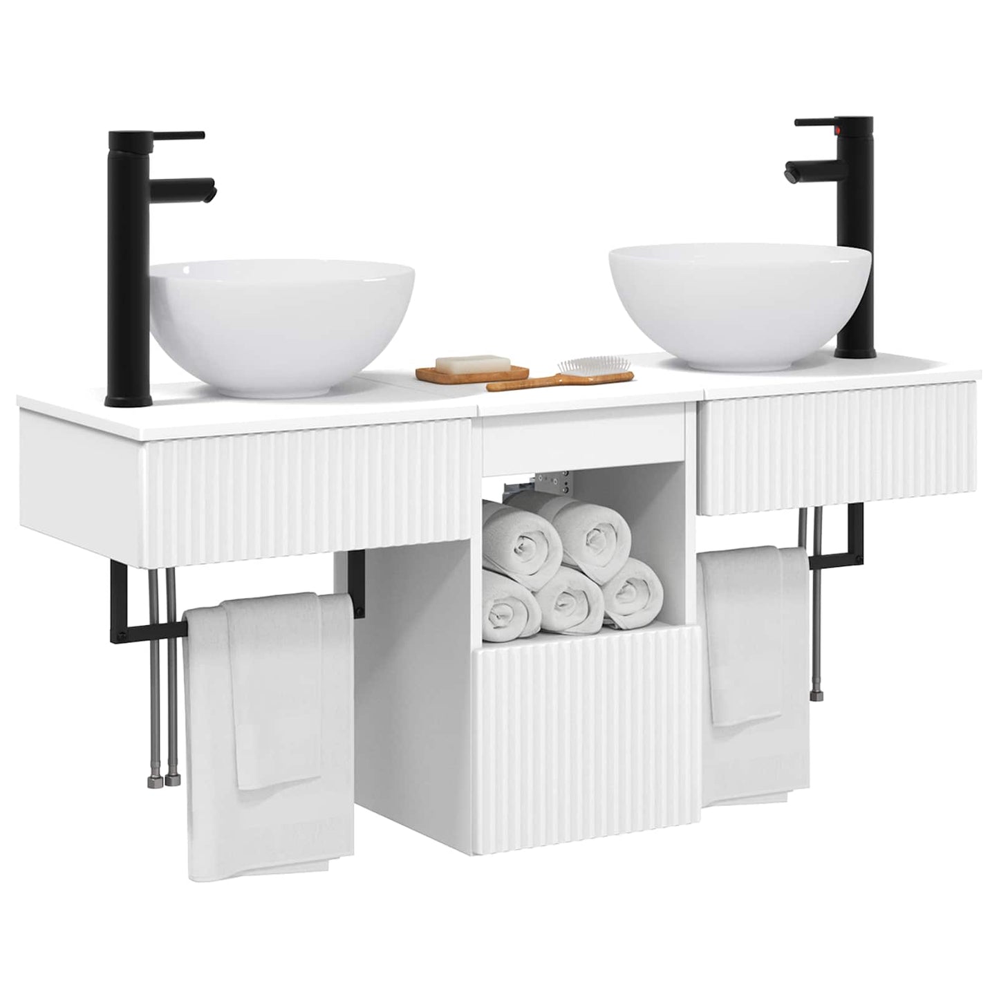 Badezimmermöbel-Set 3 stk. Weiß Holzwerkstoff