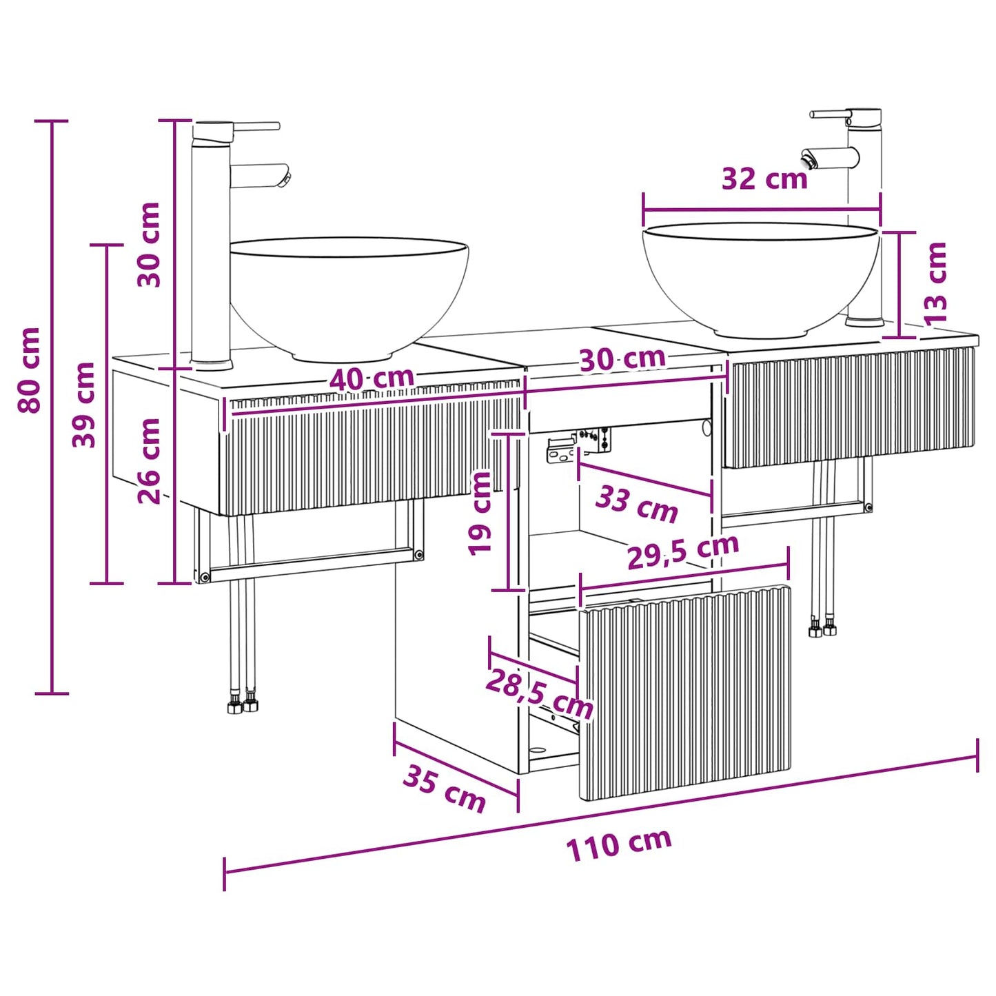 Badezimmermöbel-Set 3 stk. Weiß Holzwerkstoff