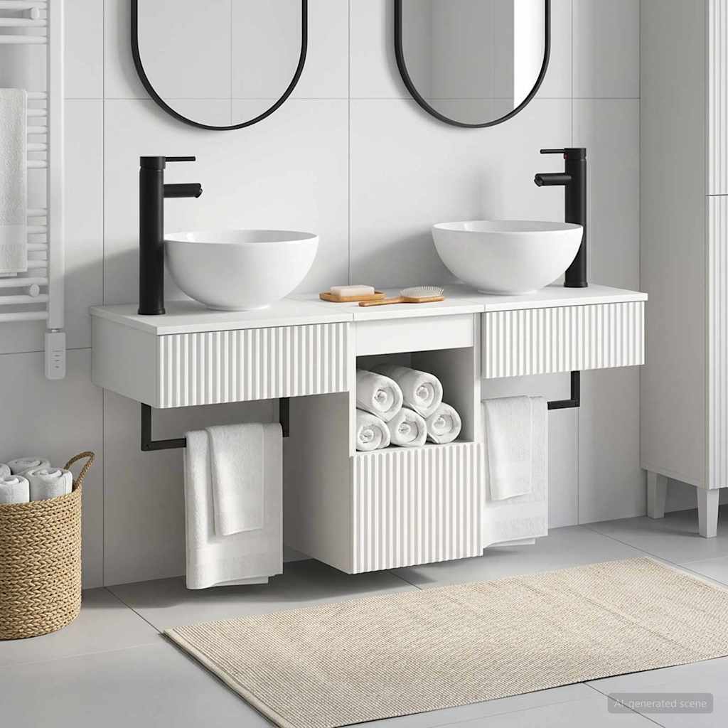 Badezimmermöbel-Set 3 stk. Weiß Holzwerkstoff