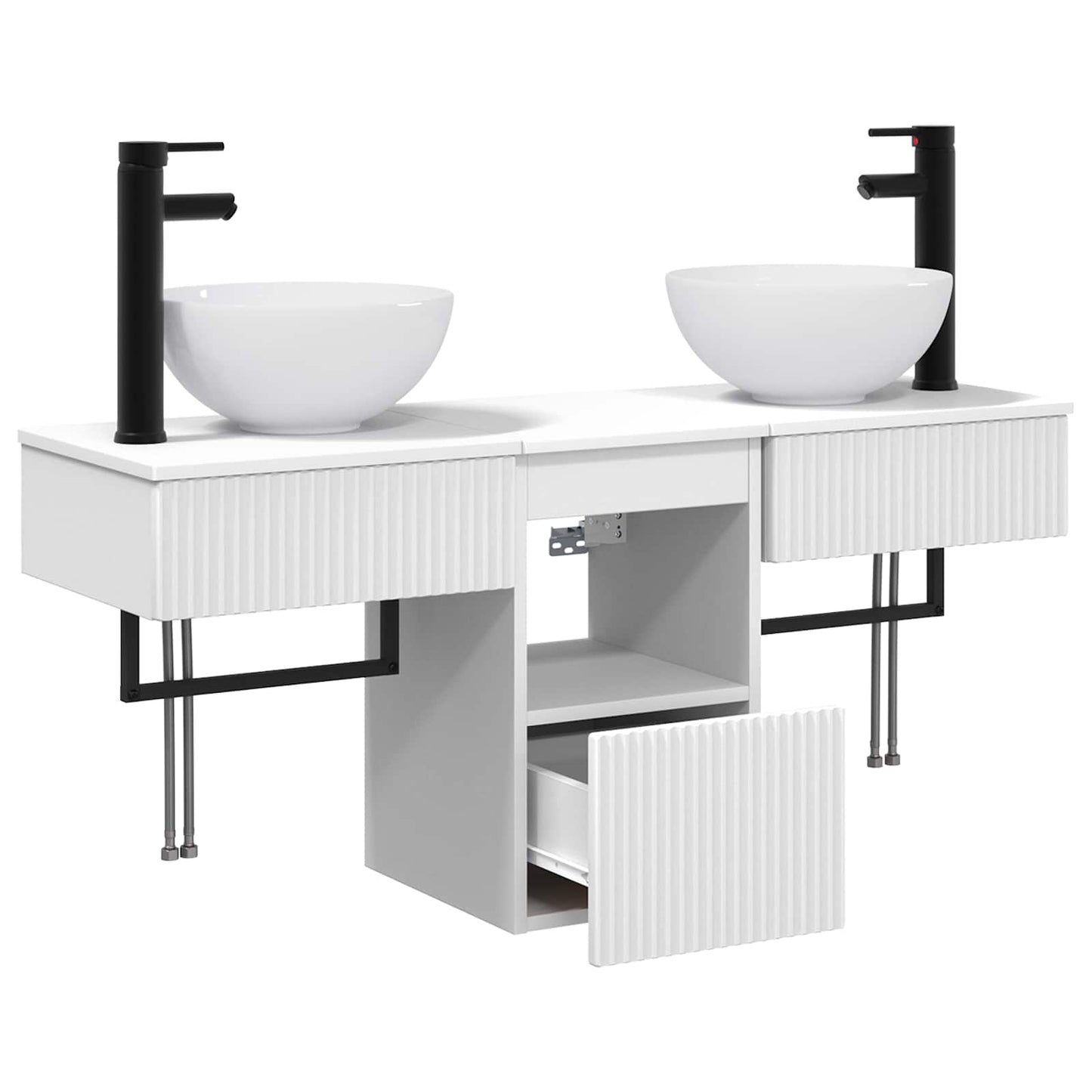 Badezimmermöbel-Set 3 stk. Weiß Holzwerkstoff