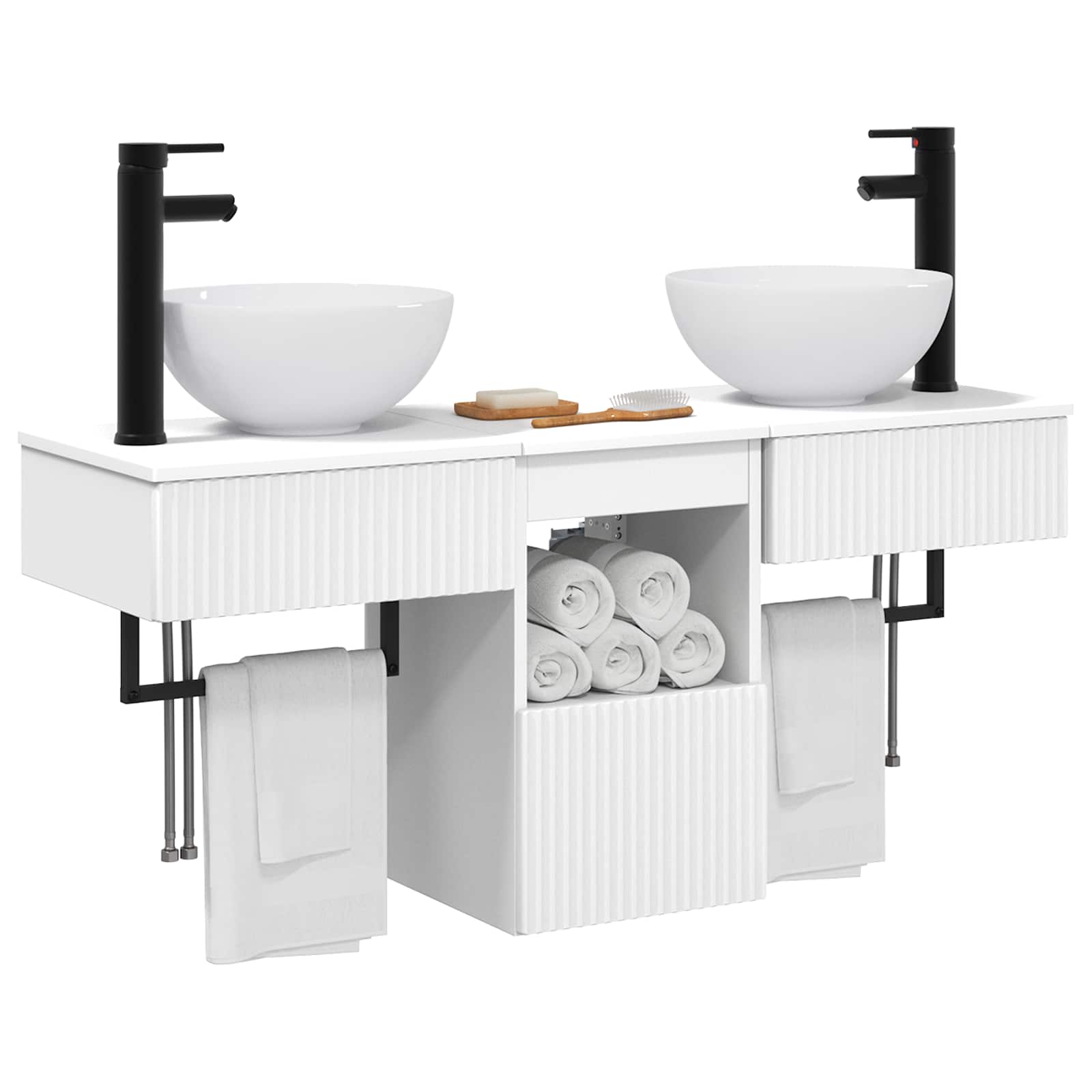 Badezimmermöbel-Set 3 stk. Weiß Holzwerkstoff