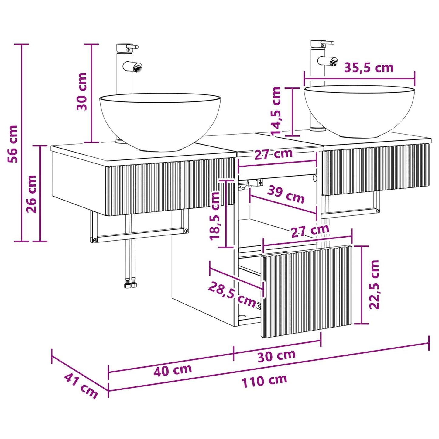 Badezimmermöbel-Set 3 stk. Weiß Holzwerkstoff