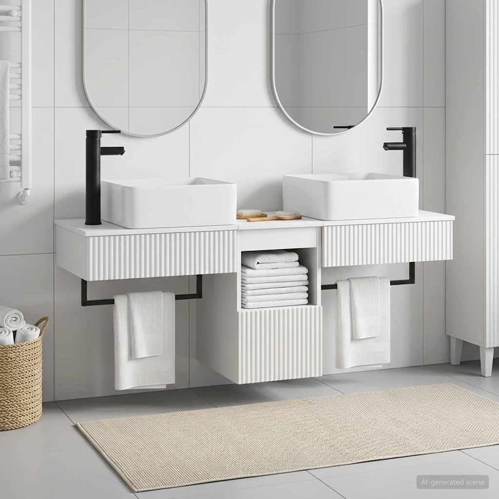 Badezimmermöbel-Set 3 stk. Weiß Holzwerkstoff