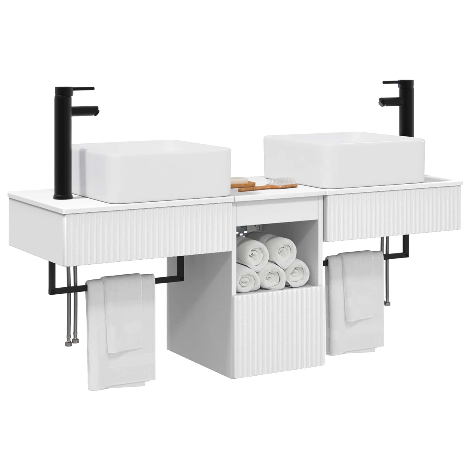 Badezimmermöbel-Set 3 stk. Weiß Holzwerkstoff