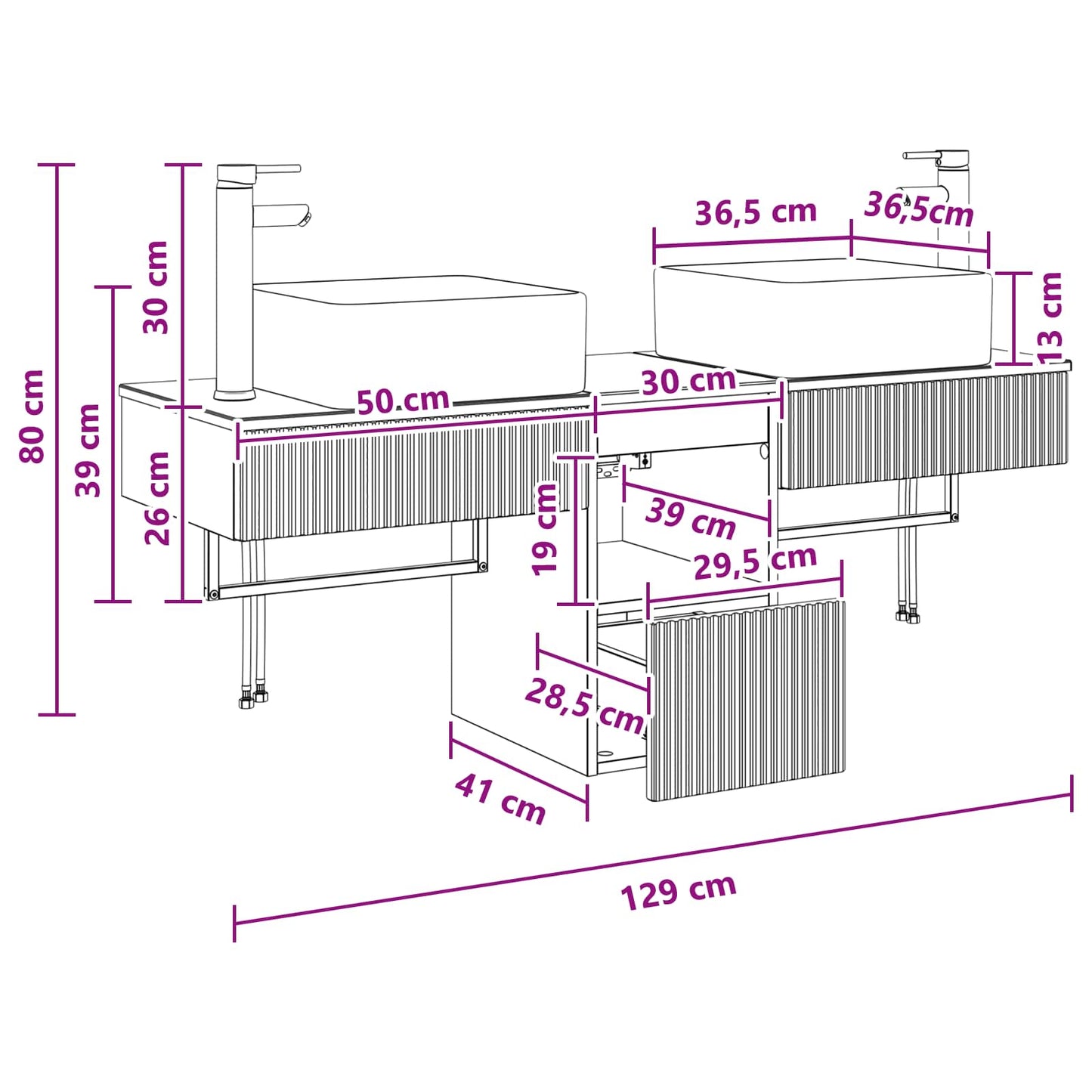 Badezimmermöbel-Set 3 stk. Weiß Holzwerkstoff