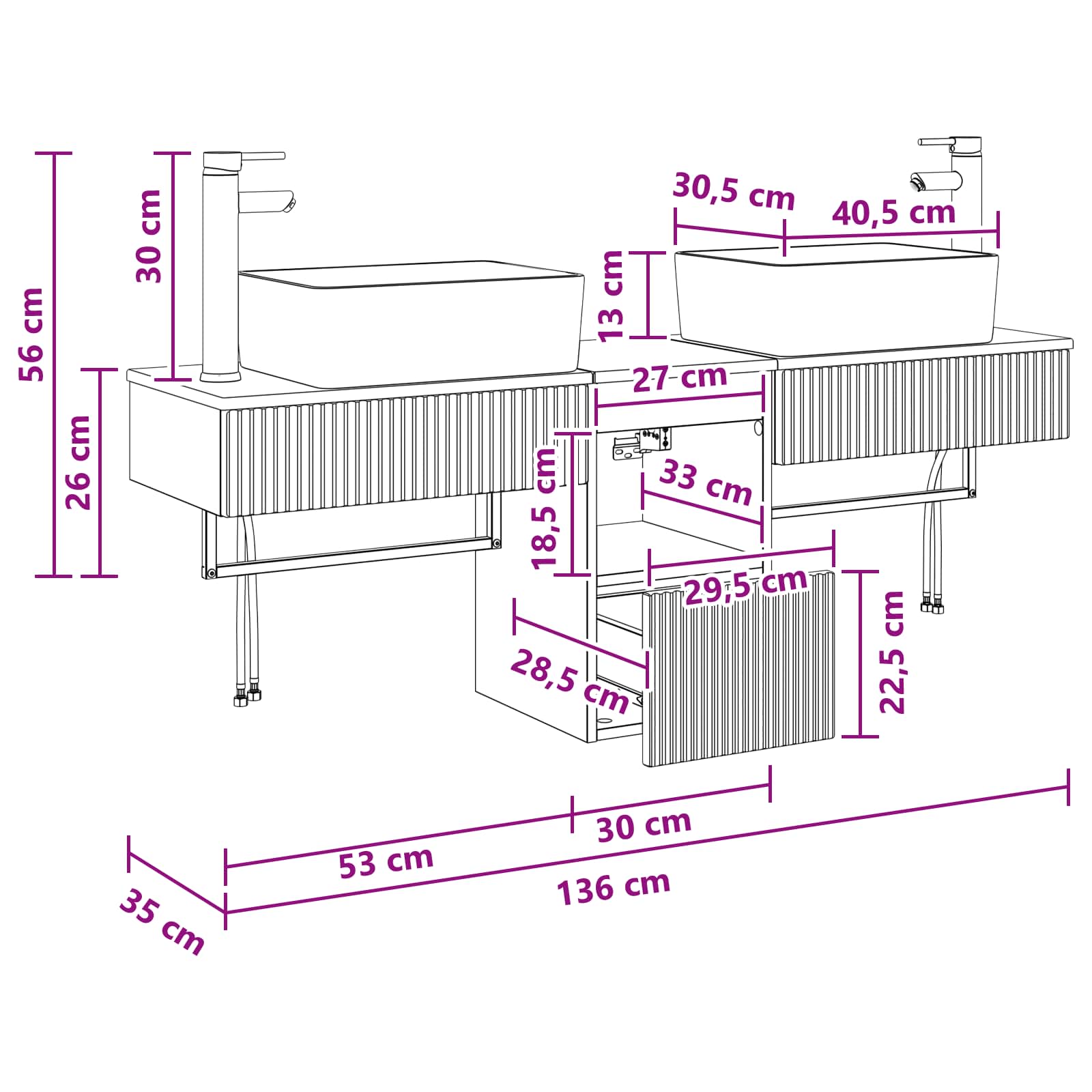 Badezimmerschrank-Set 3 stk. Weiß 53 x 35 x 39 cm Holzwerkstoff