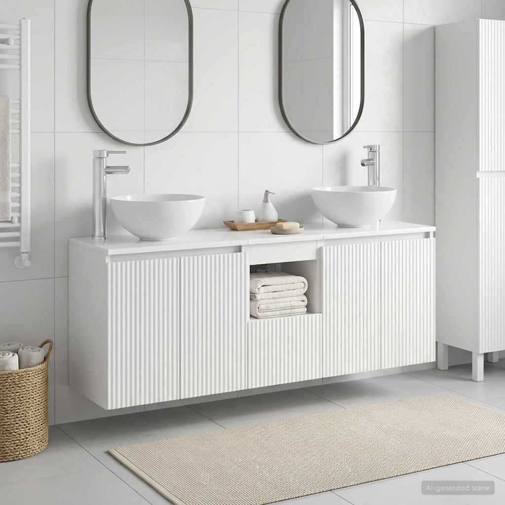 Badezimmerschrank-Set 3 stk. Weiß 49,5 x 35 x 63 cm