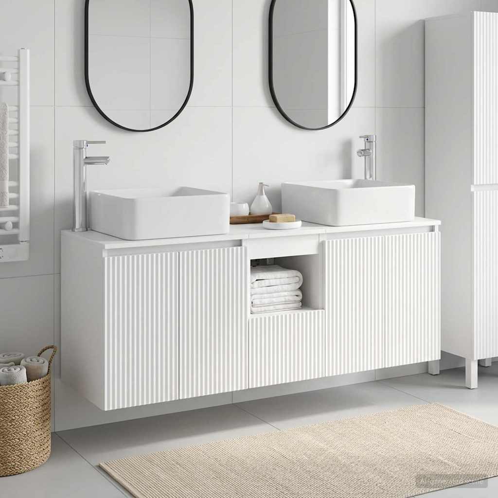 Badezimmerschrank-Set 3 stk. Weiß 49,5 x 41 x 63 cm