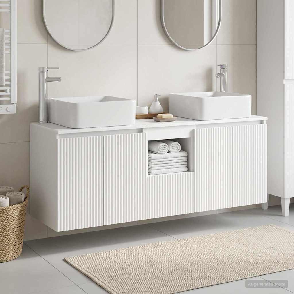 Badezimmerschrank-Set 3 stk. Weiß 53 x 35 x 63 cm Holzwerkstoff