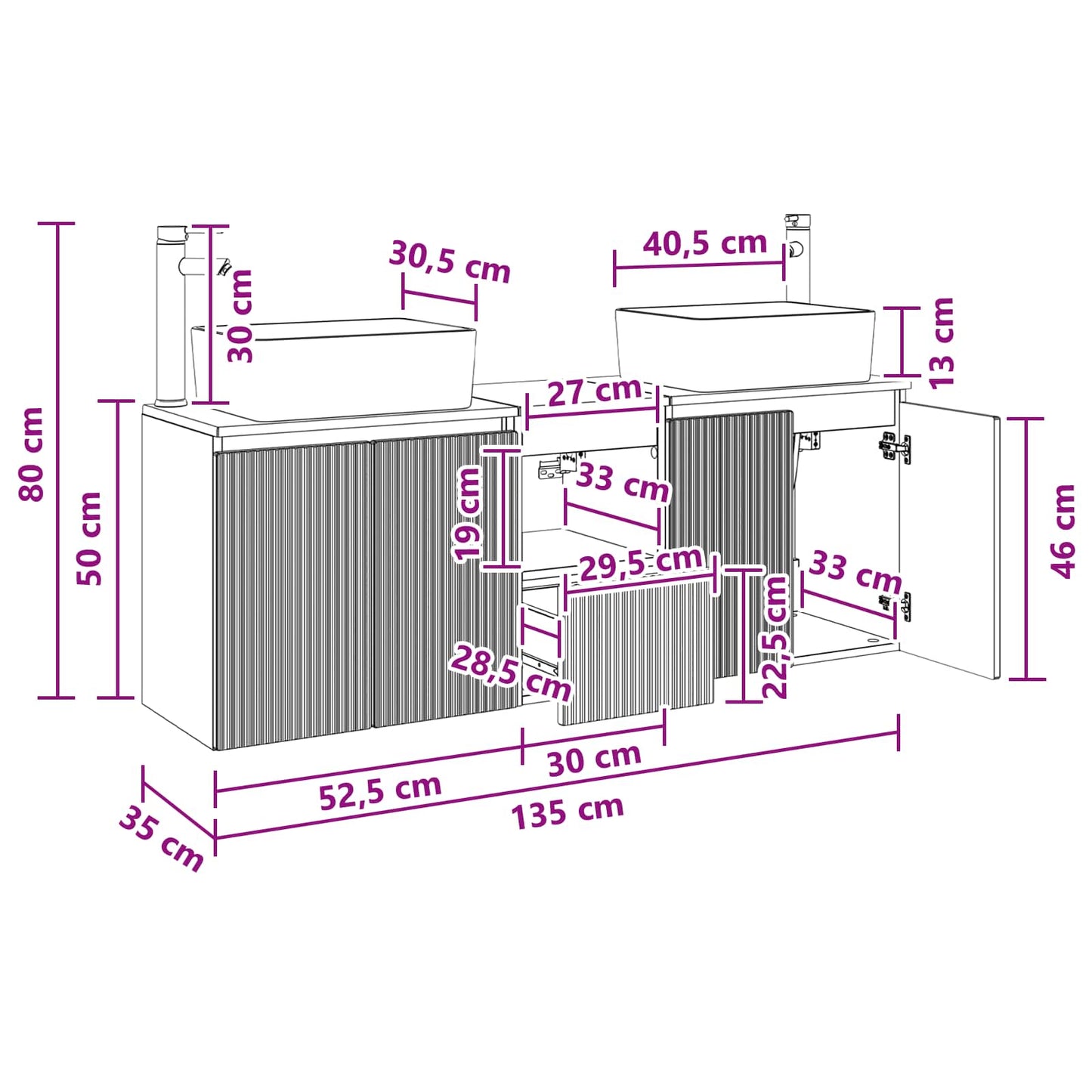 Badezimmerschrank-Set 3 stk. Weiß 53 x 35 x 63 cm Holzwerkstoff