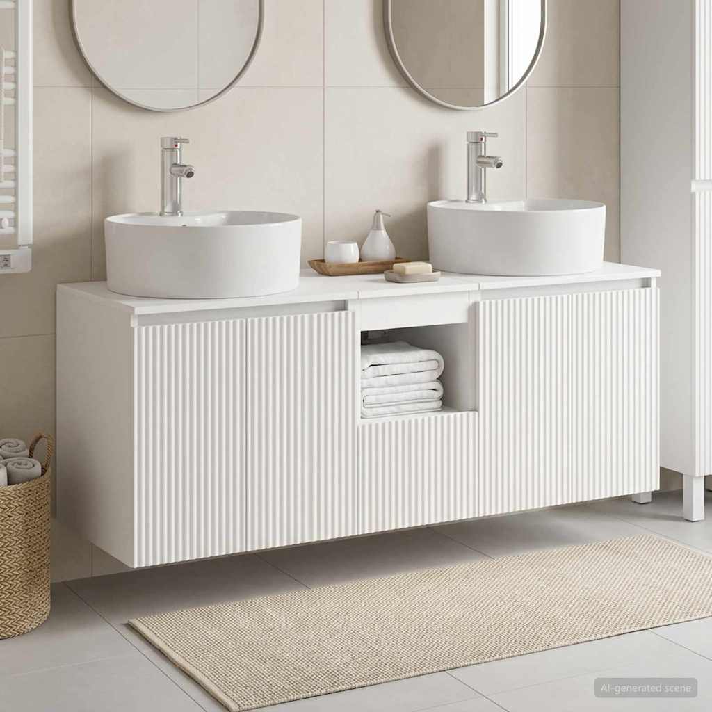 Badezimmerschrank-Set 3 stk. Weiß 49,5 x 44,5 x 65 cm