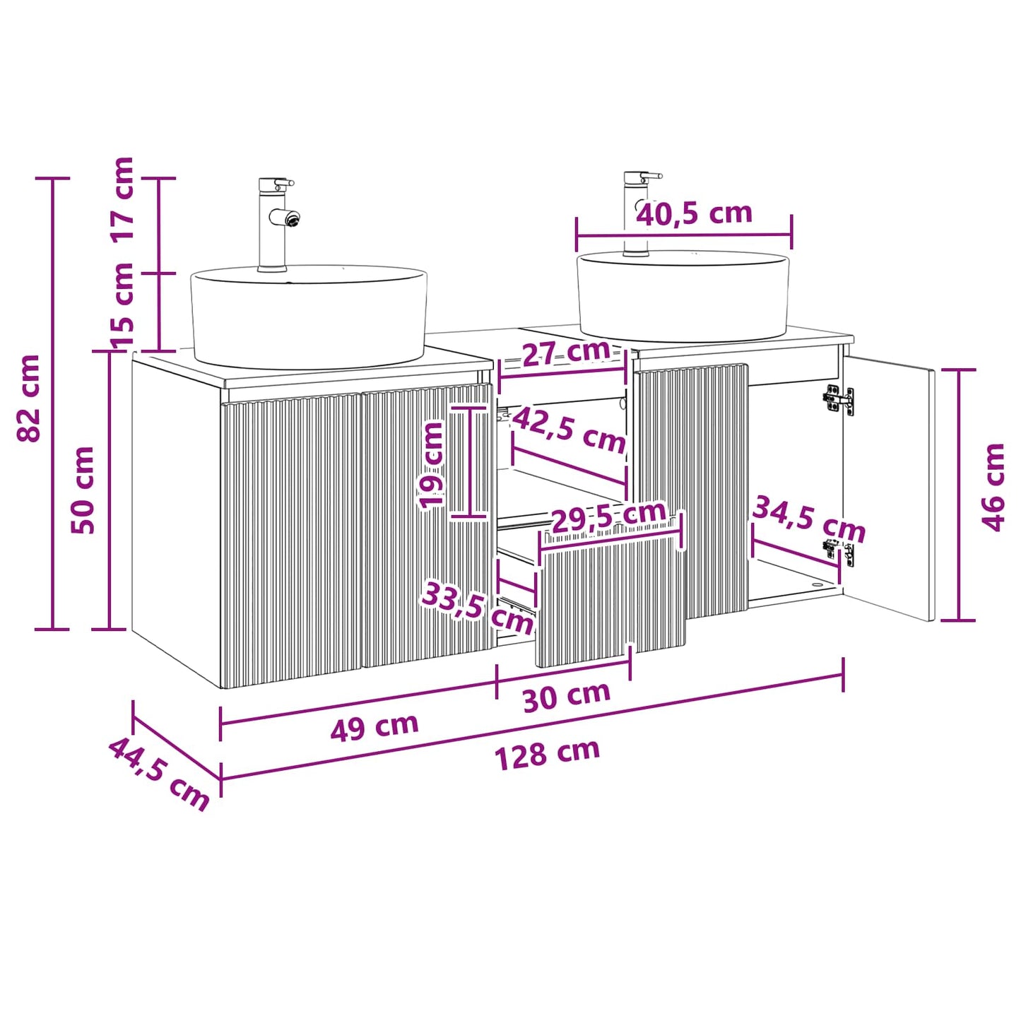 Badezimmerschrank-Set 3 stk. Weiß 49,5 x 44,5 x 65 cm