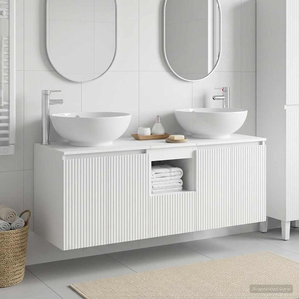 Badezimmerschrank-Set 3 stk. Weiß 49,5 x 44,5 x 65 cm