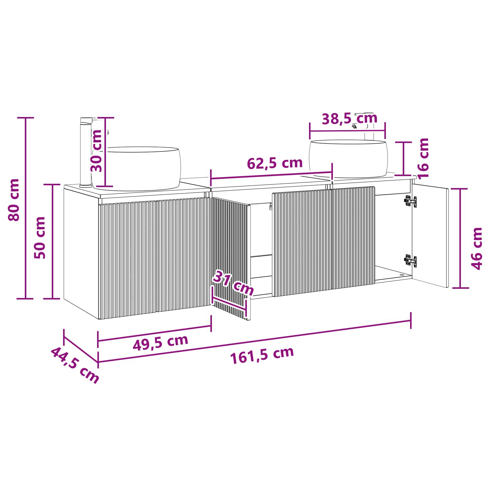 Badezimmerschrank-Set 3 stk. Weiß 49,5 x 44,5 x 66 cm