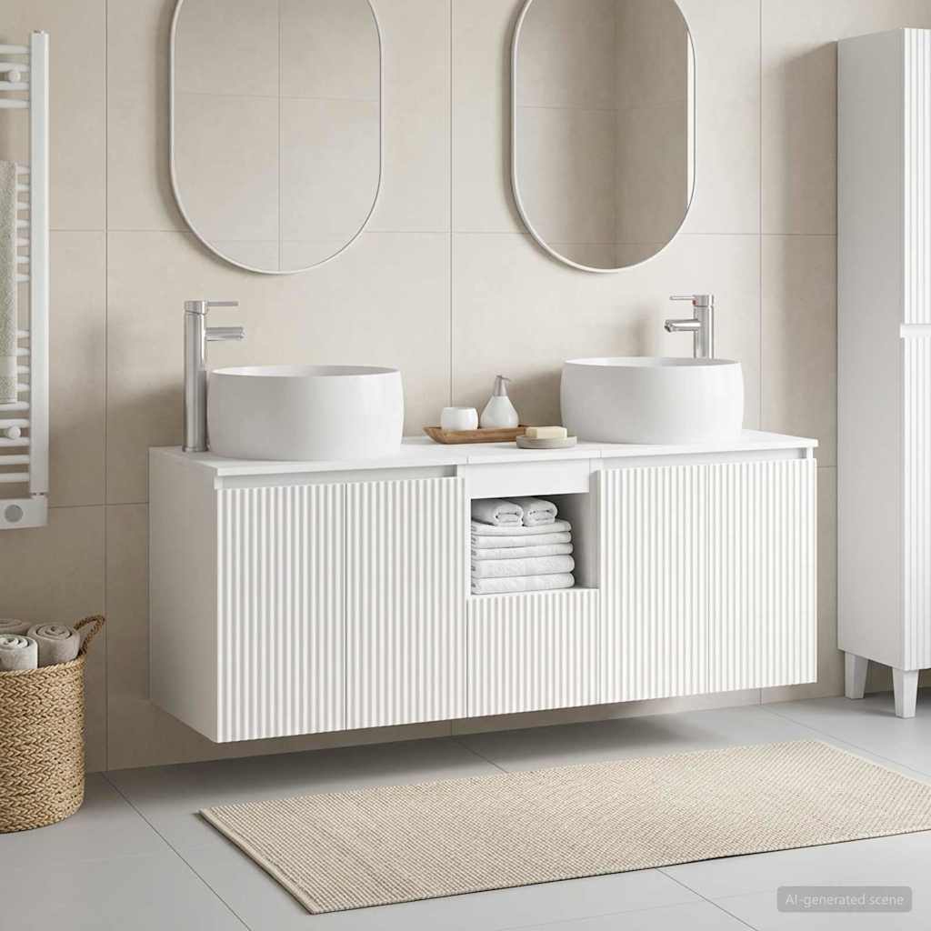 Badezimmerschrank-Set 3 stk. Weiß 49,5 x 44,5 x 66 cm