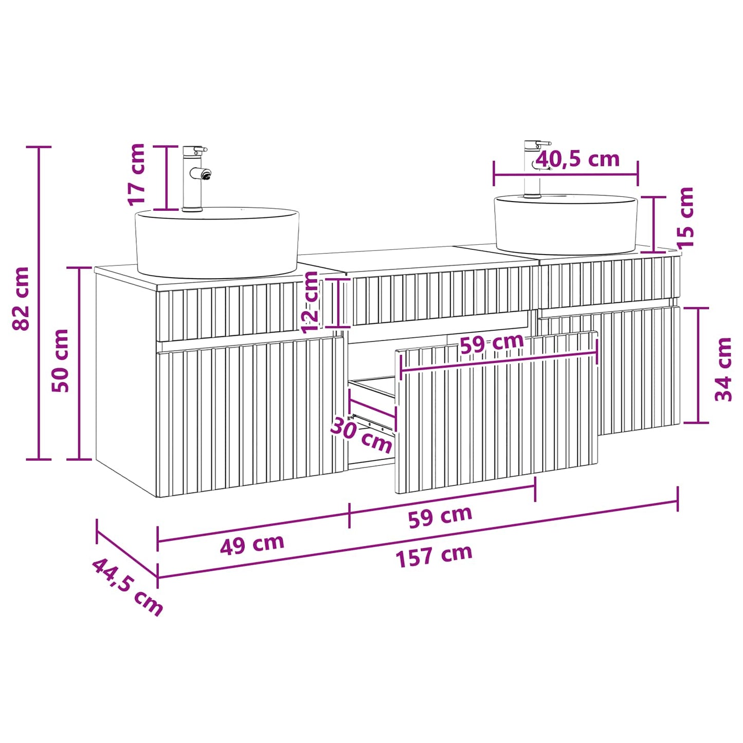 Badezimmerschrank-Set 3 stk. Weiß 49 x 44,5 x 65 cm