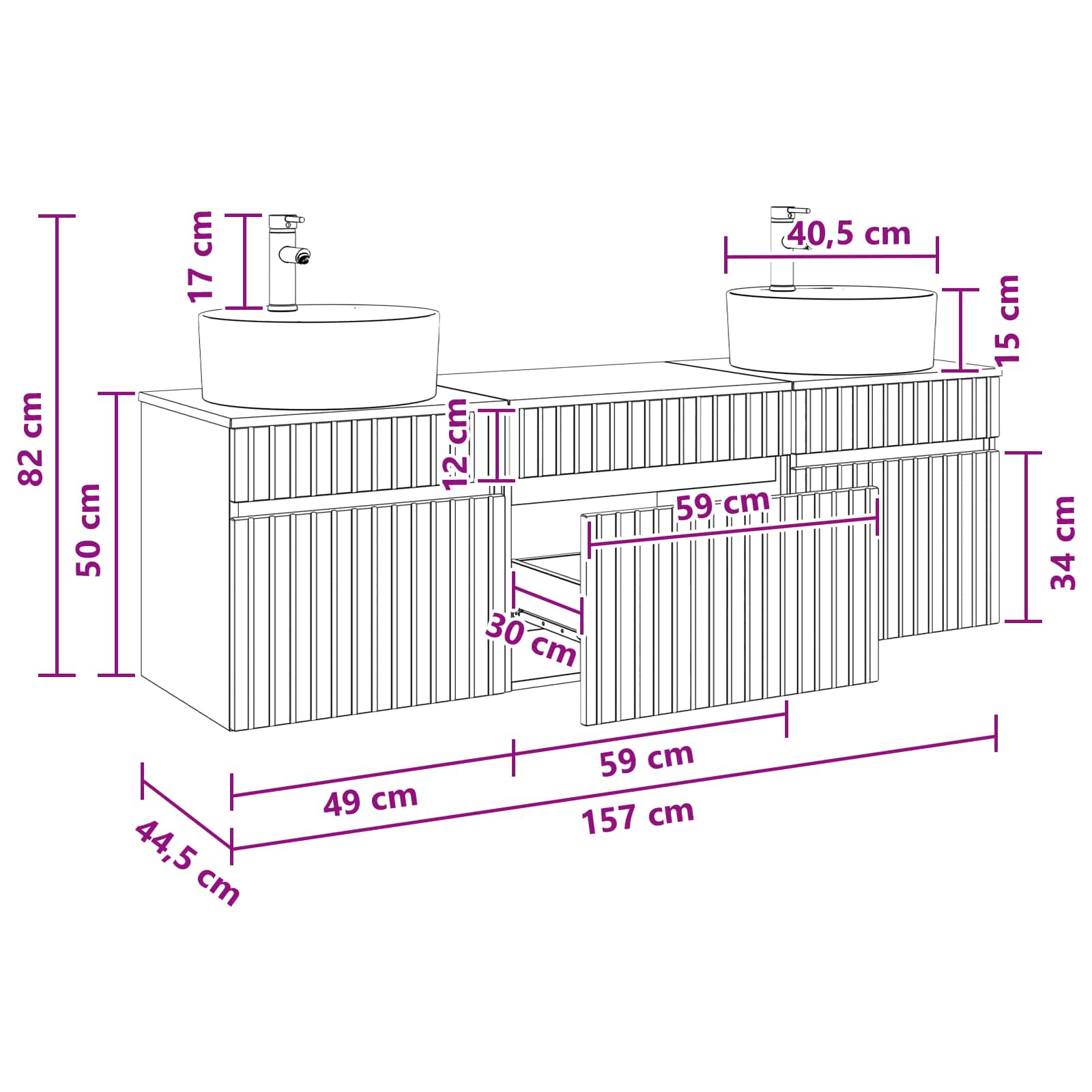 Badezimmerschrank-Set 3 stk. Weiß 49 x 44,5 x 65 cm