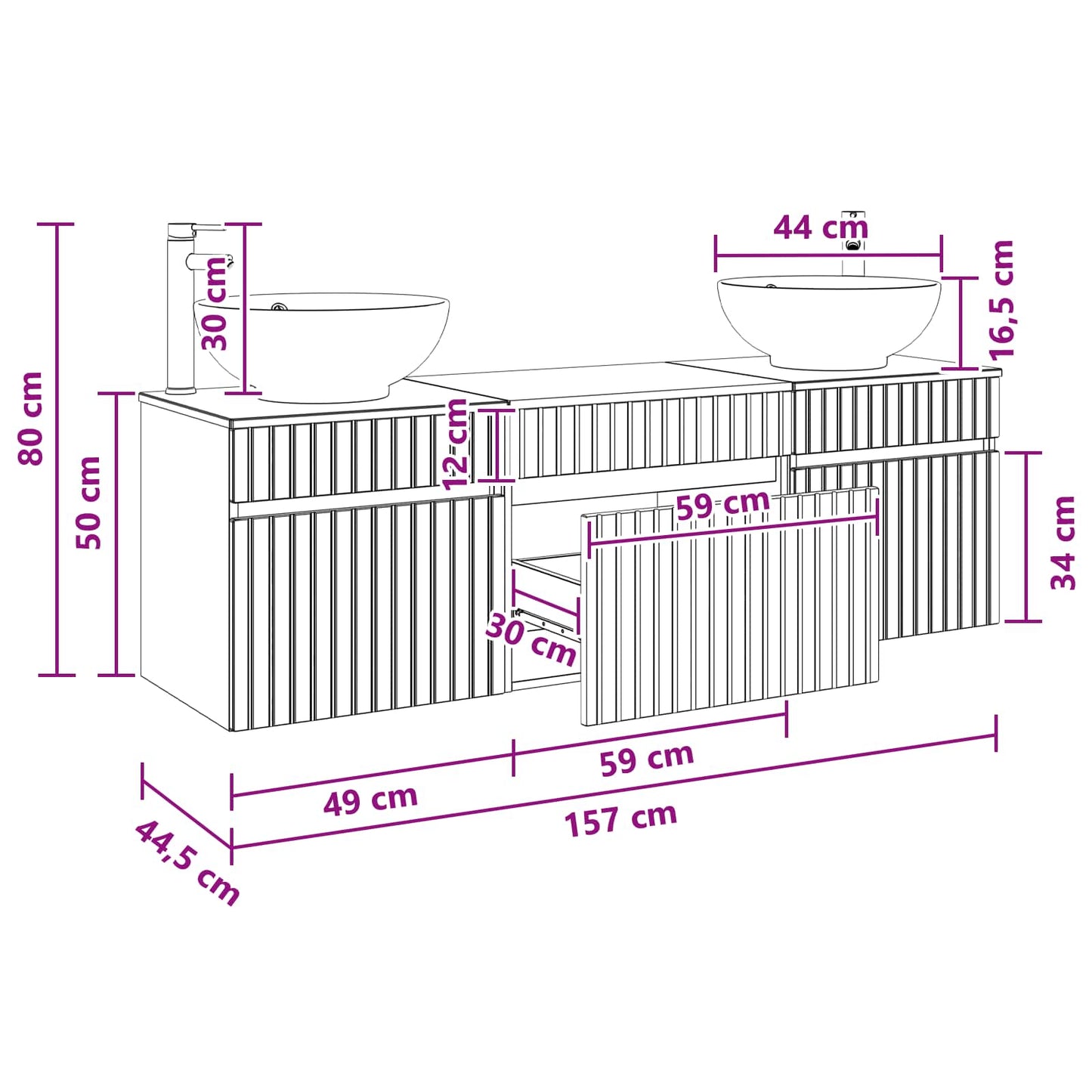 Badezimmerschrank-Set 3 stk. Weiß 49 x 44,5 x 66,5 cm