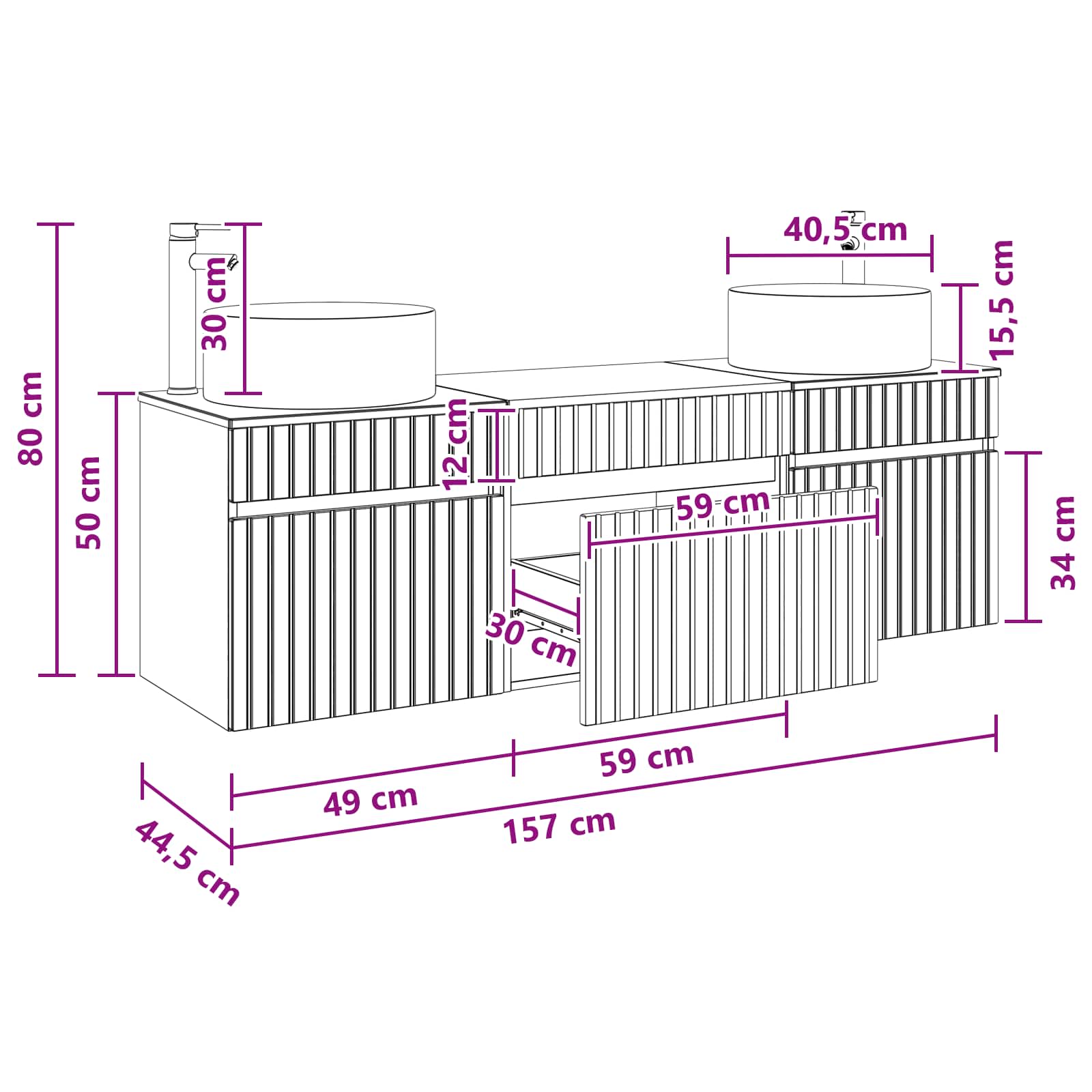Badezimmerschrank-Set 3 stk. Weiß 49 x 44,5 x 65,5 cm