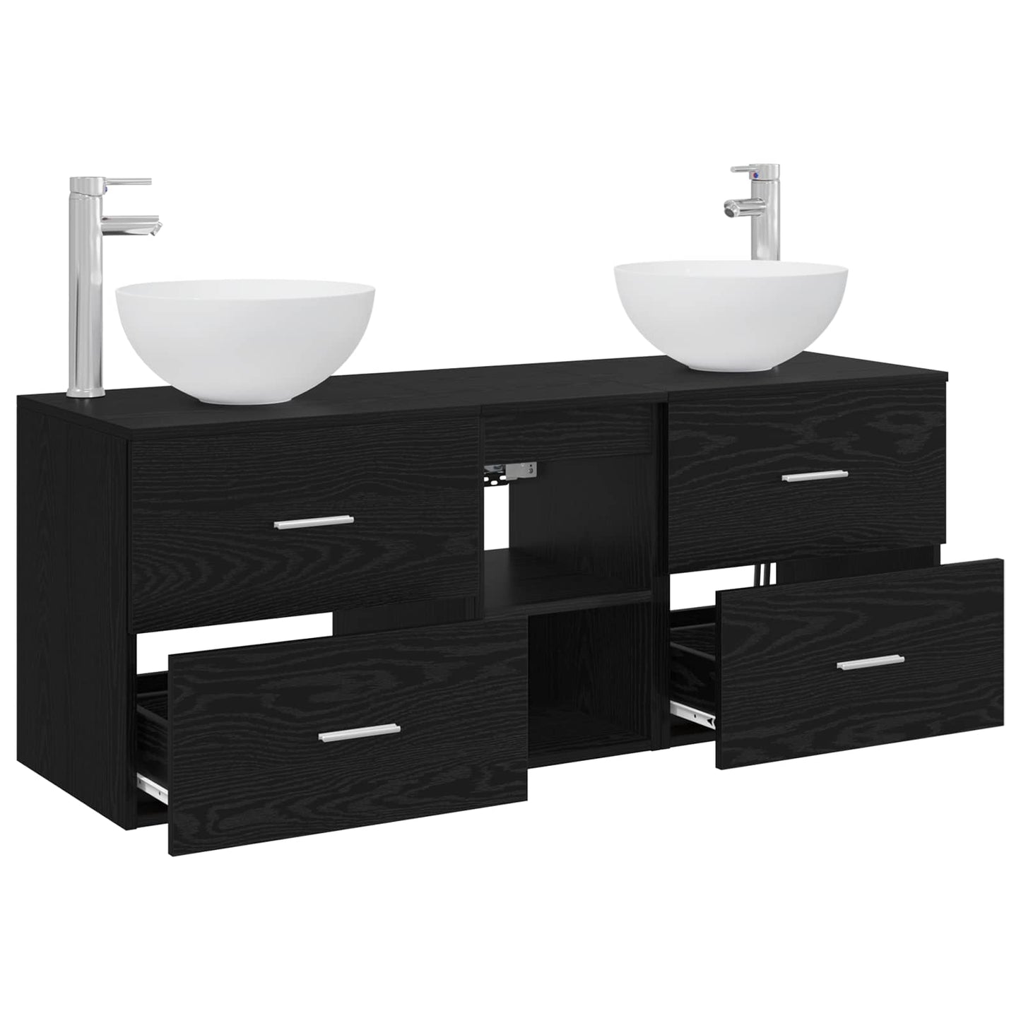 Badezimmerschrank-Set 3 stk. Schwarze Eiche 49,5 x 35 x 63 cm