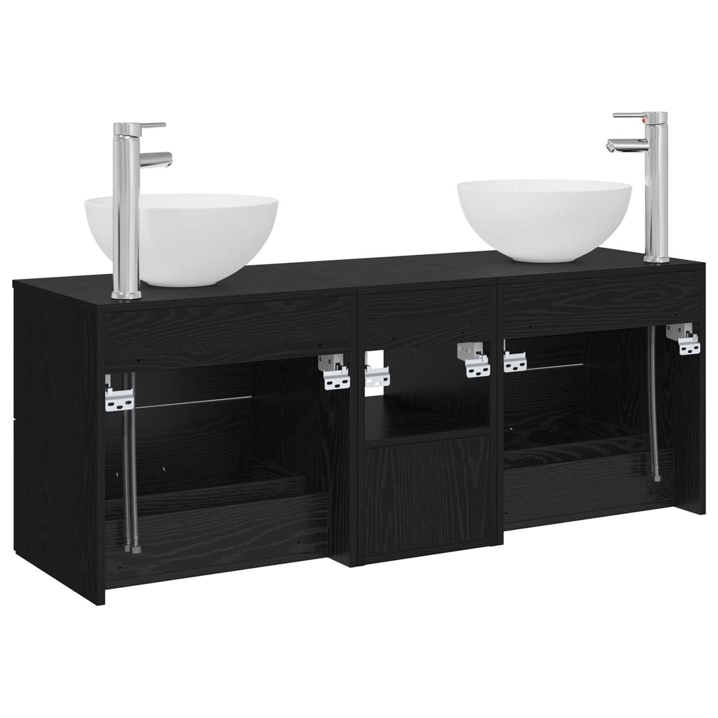 Badezimmerschrank-Set 3 stk. Schwarze Eiche 49,5 x 35 x 63 cm