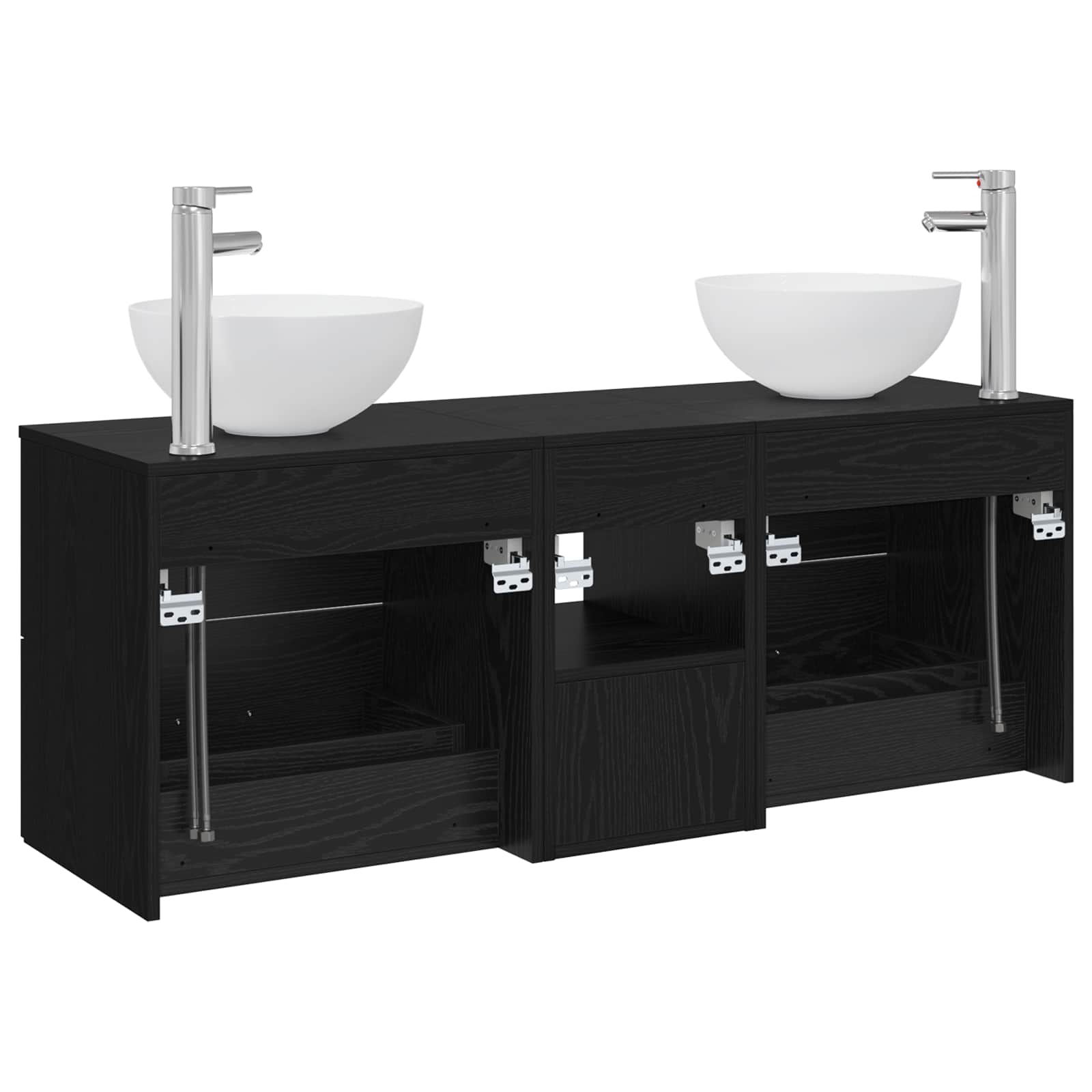 Badezimmerschrank-Set 3 stk. Schwarze Eiche 49,5 x 35 x 63 cm