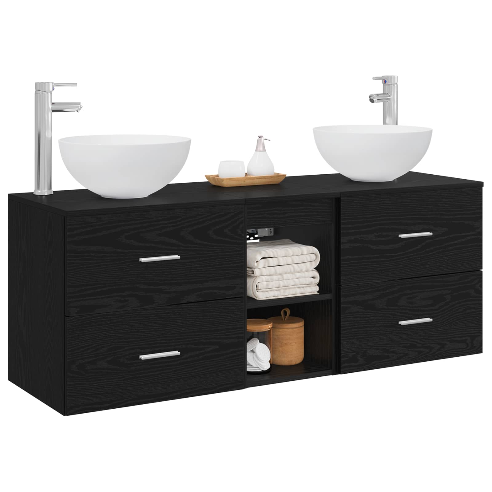 Badezimmerschrank-Set 3 stk. Schwarze Eiche 49,5 x 35 x 63 cm