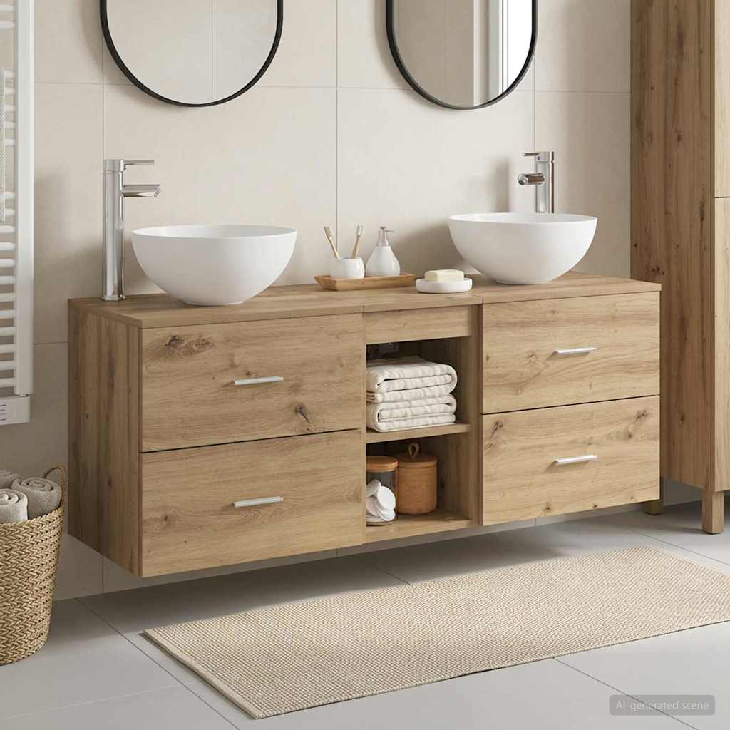 Badezimmerschrank-Set 3 Stk. Artisan-Eiche 49,5 x 35 x 63 cm