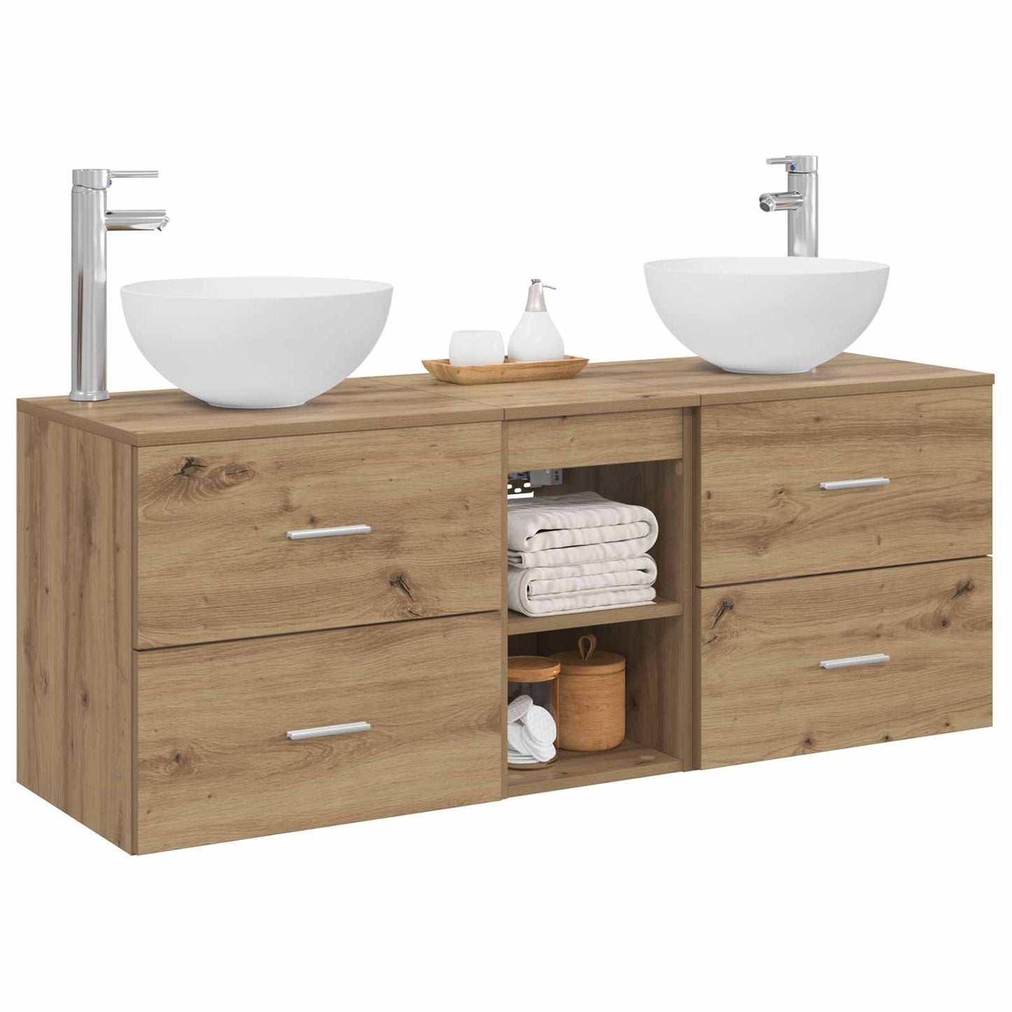Badezimmerschrank-Set 3 Stk. Artisan-Eiche 49,5 x 35 x 63 cm