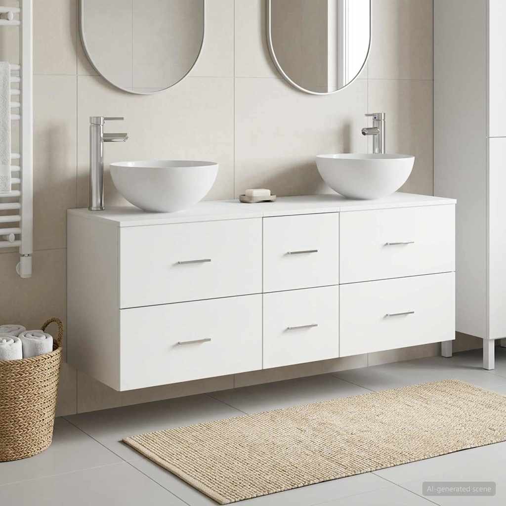 Badezimmerschrank-Set 3 stk. Weiß 49,5 x 35 x 63 cm