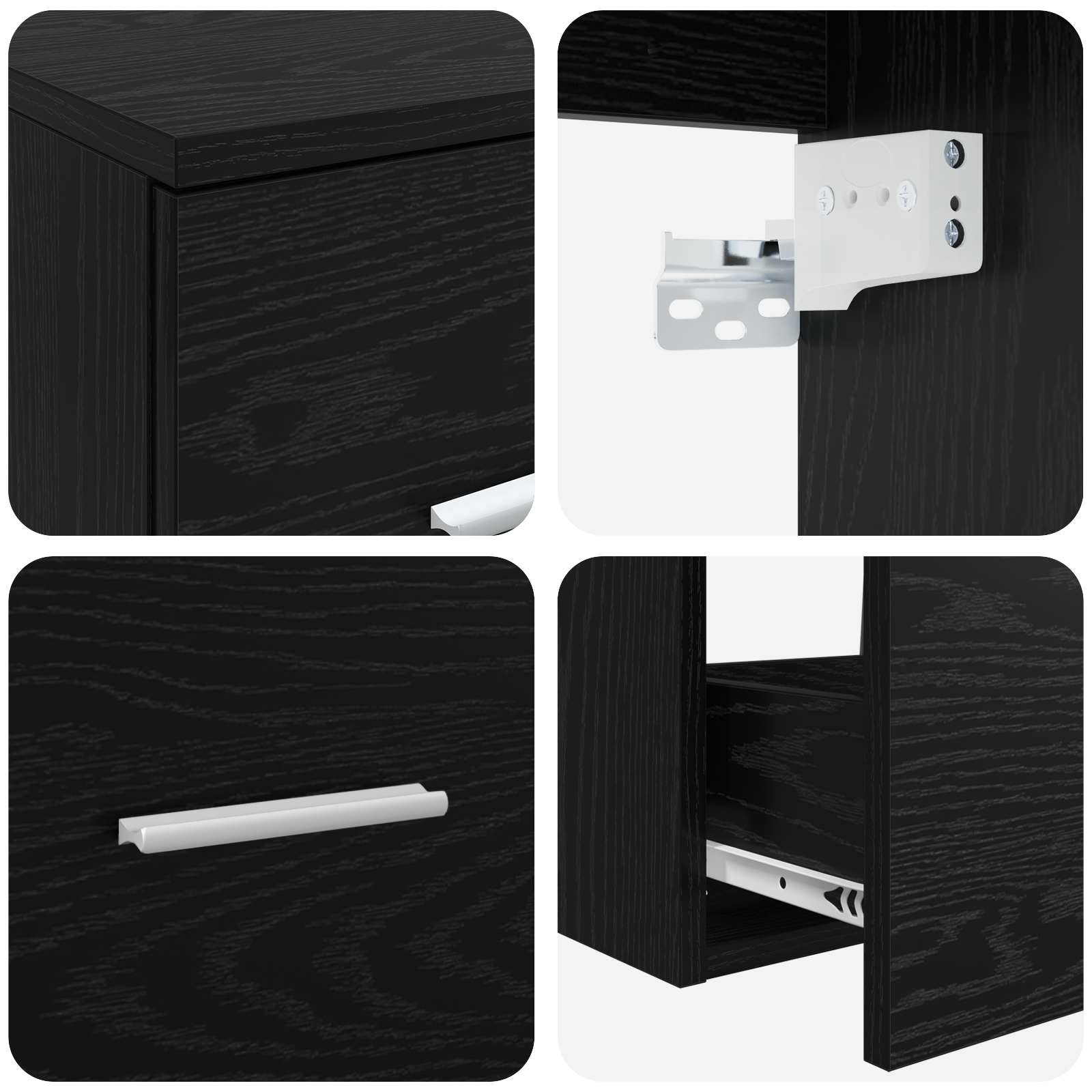 Badezimmerschrank-Set 3 stk. Schwarze Eiche 49,5 x 35 x 63 cm