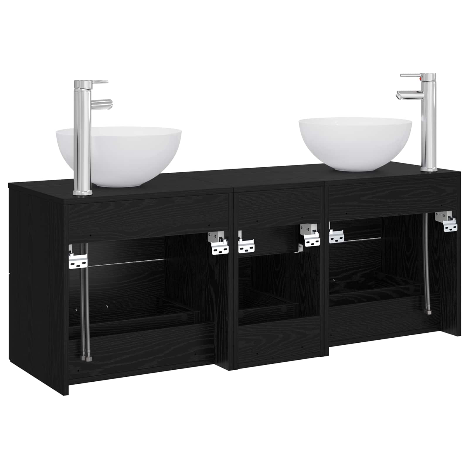 Badezimmerschrank-Set 3 stk. Schwarze Eiche 49,5 x 35 x 63 cm