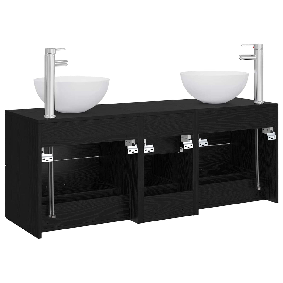 Badezimmerschrank-Set 3 stk. Schwarze Eiche 129 x 35 x 80 cm