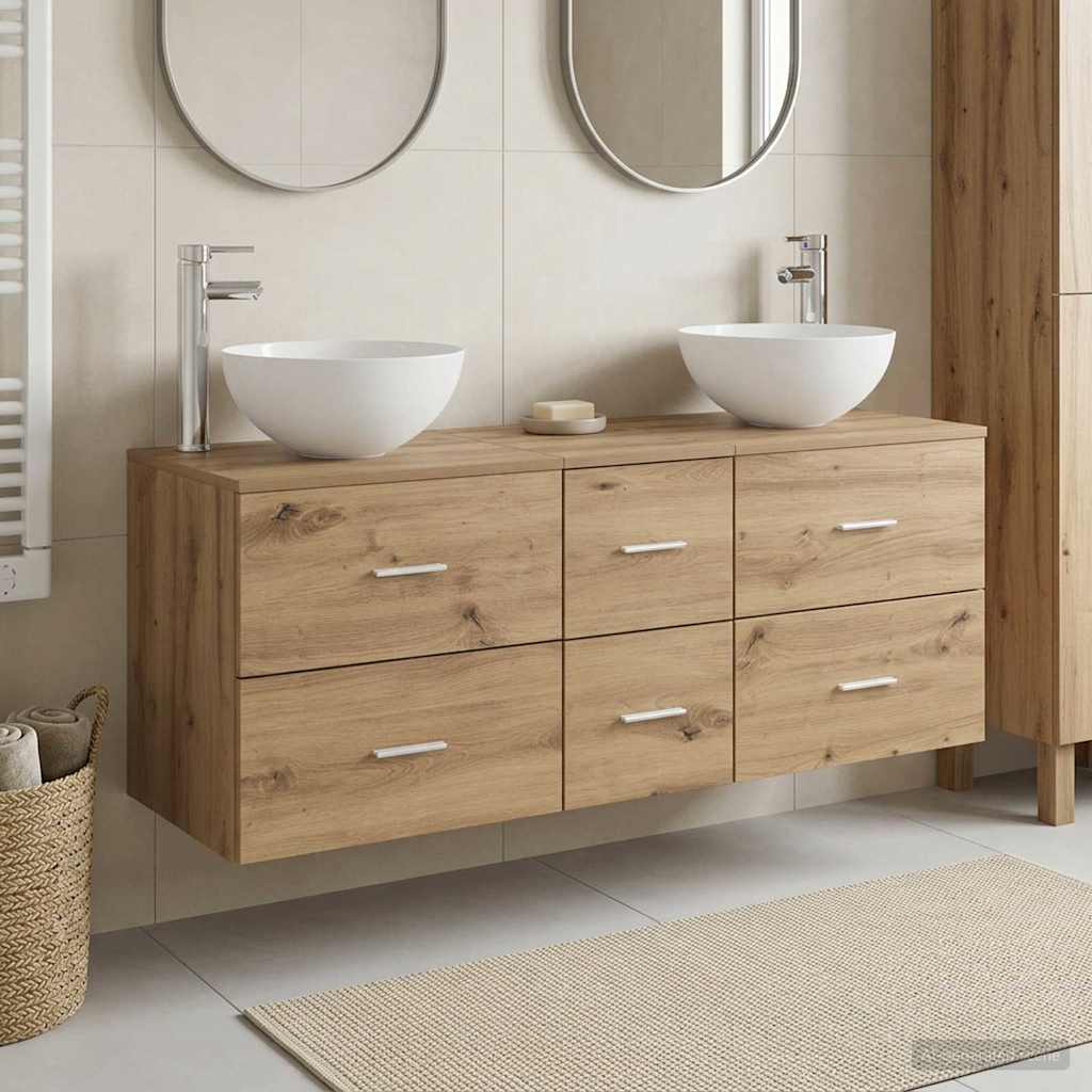 Badezimmerschrank-Set 3 Stk. Artisan-Eiche 49,5 x 35 x 63 cm