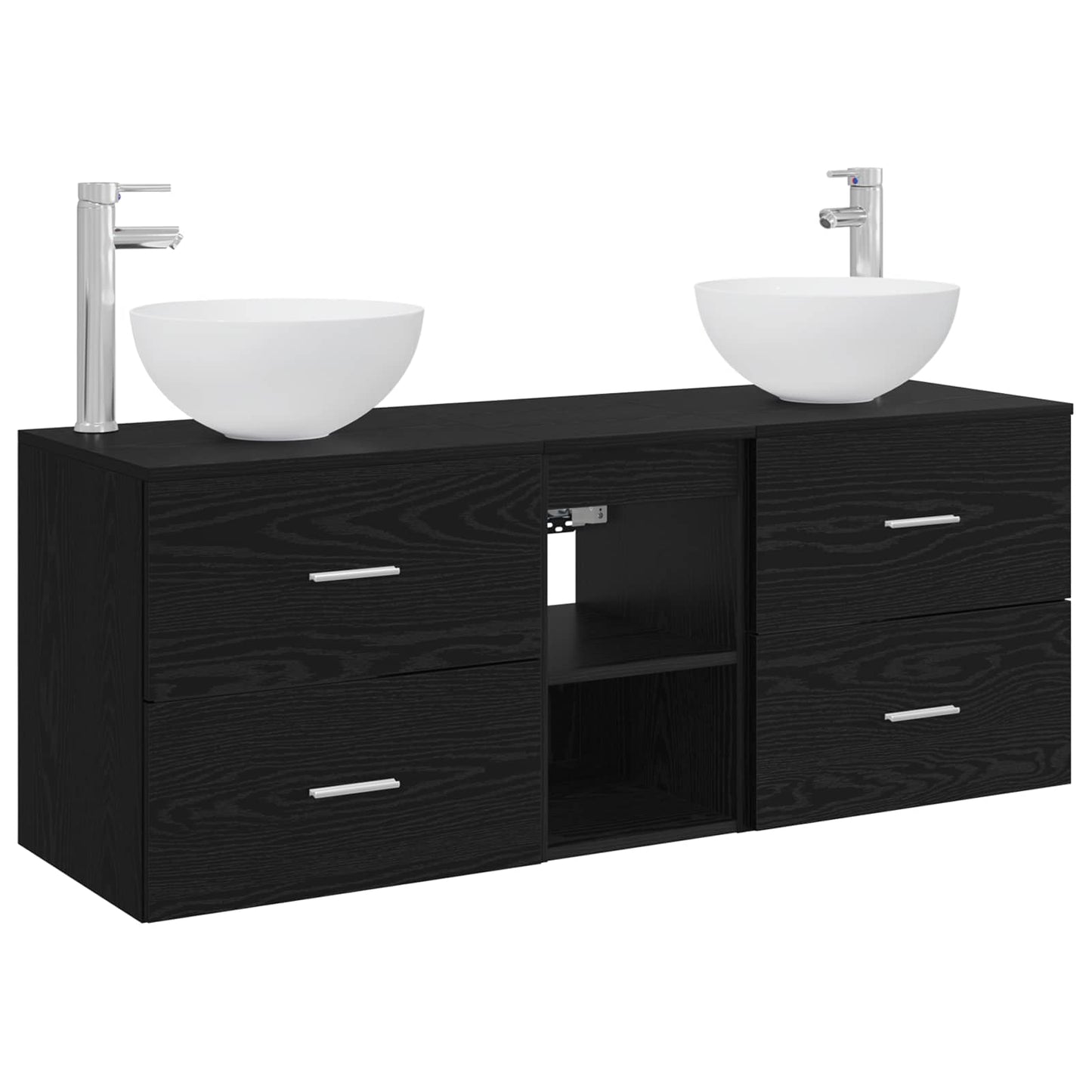 Badezimmerschrank-Set 3 stk. Schwarze Eiche 49,5 x 41 x 64,5 cm