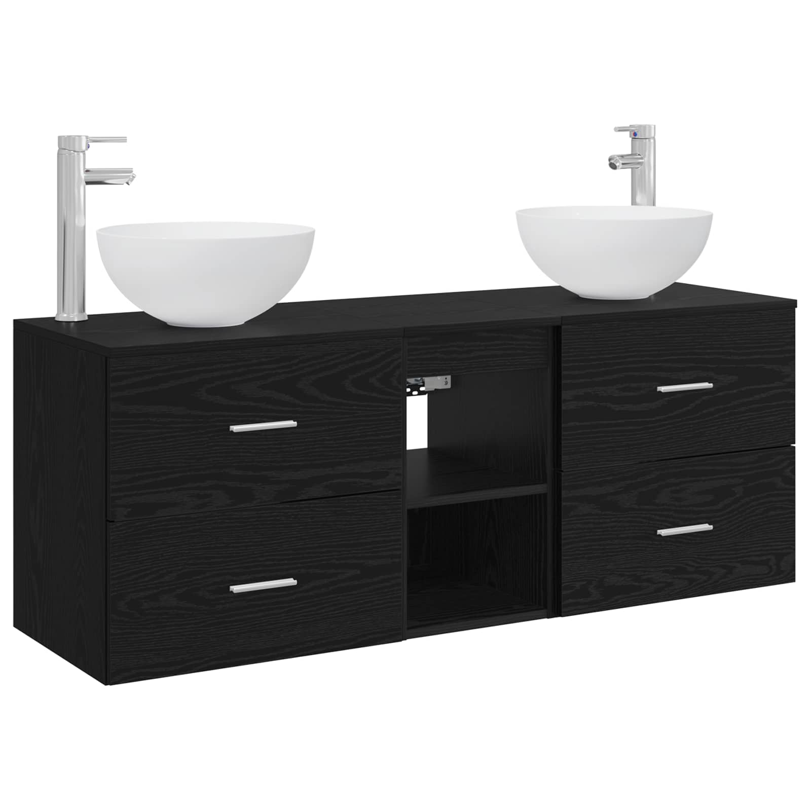 Badezimmerschrank-Set 3 stk. Schwarze Eiche 49,5 x 41 x 64,5 cm