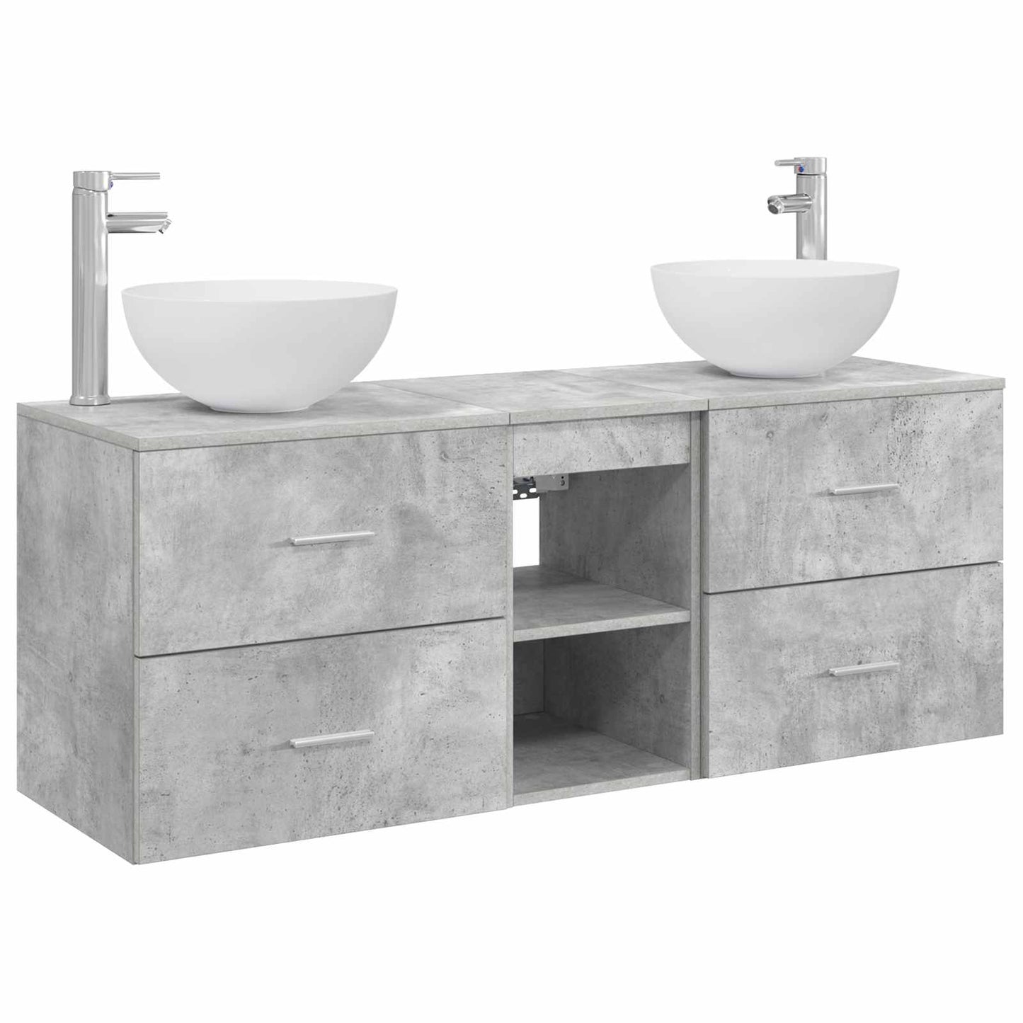 Badezimmerschrank-Set 3 stk. Betongrau 49,5 x 41 x 64,5 cm
