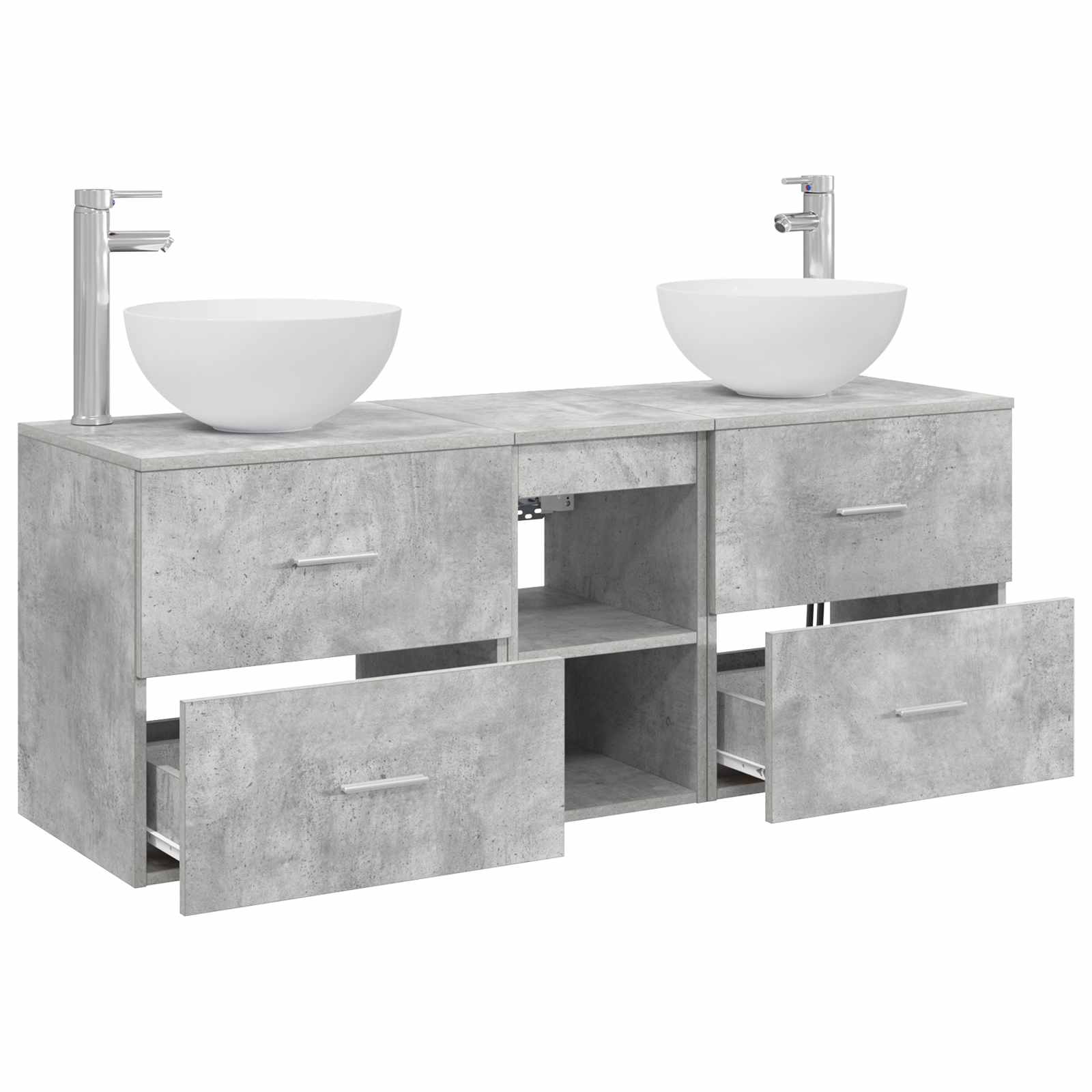 Badezimmerschrank-Set 3 stk. Betongrau 49,5 x 41 x 64,5 cm