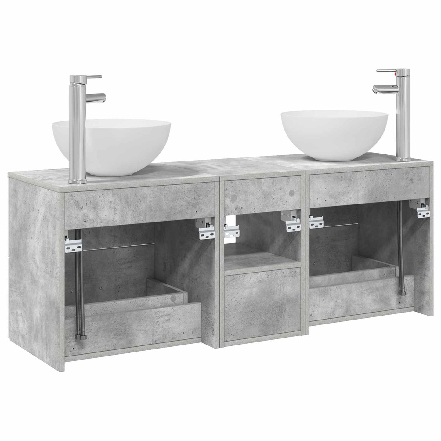 Badezimmerschrank-Set 3 stk. Betongrau 49,5 x 41 x 64,5 cm