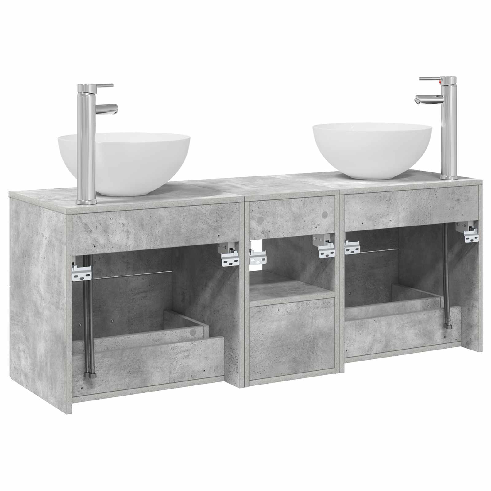 Badezimmerschrank-Set 3 stk. Betongrau 49,5 x 41 x 64,5 cm