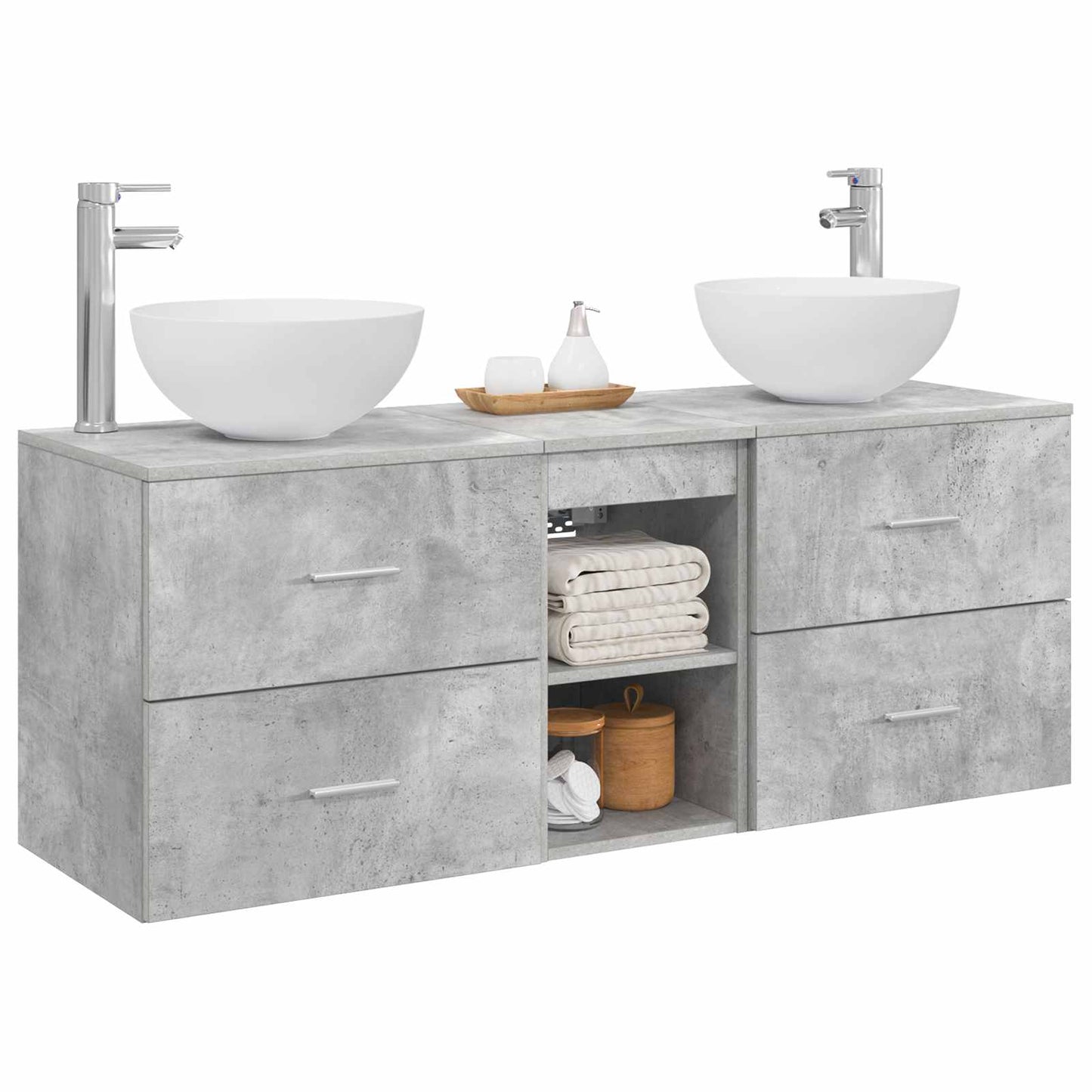 Badezimmerschrank-Set 3 stk. Betongrau 49,5 x 41 x 64,5 cm